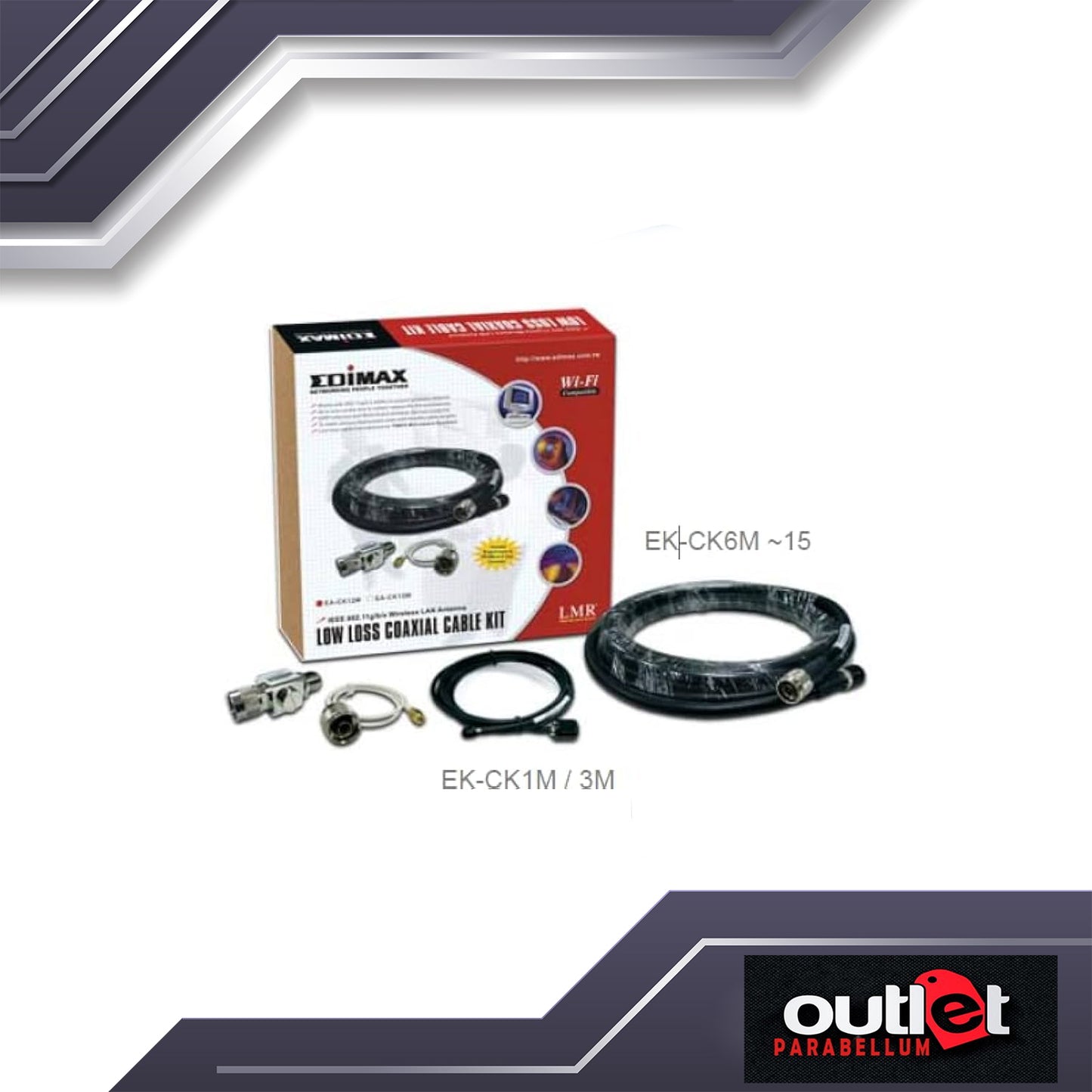 FLASH SALE!!! EDIMAX ED-EA-CK12 OUTDOOR ANTENNA CABLE KIT, 12M Cable + Surge Arrester + N - Type to RPSMA Cable (50cm)