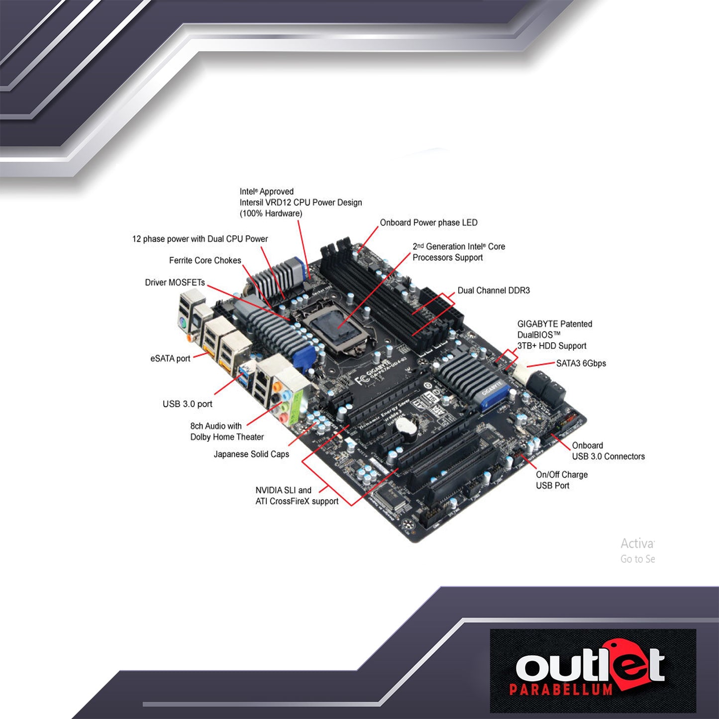 Refurbished GA-P67A-UD4-B3 GIGABYTE INTEL P67 S1155 ATX - No Warranty!!!