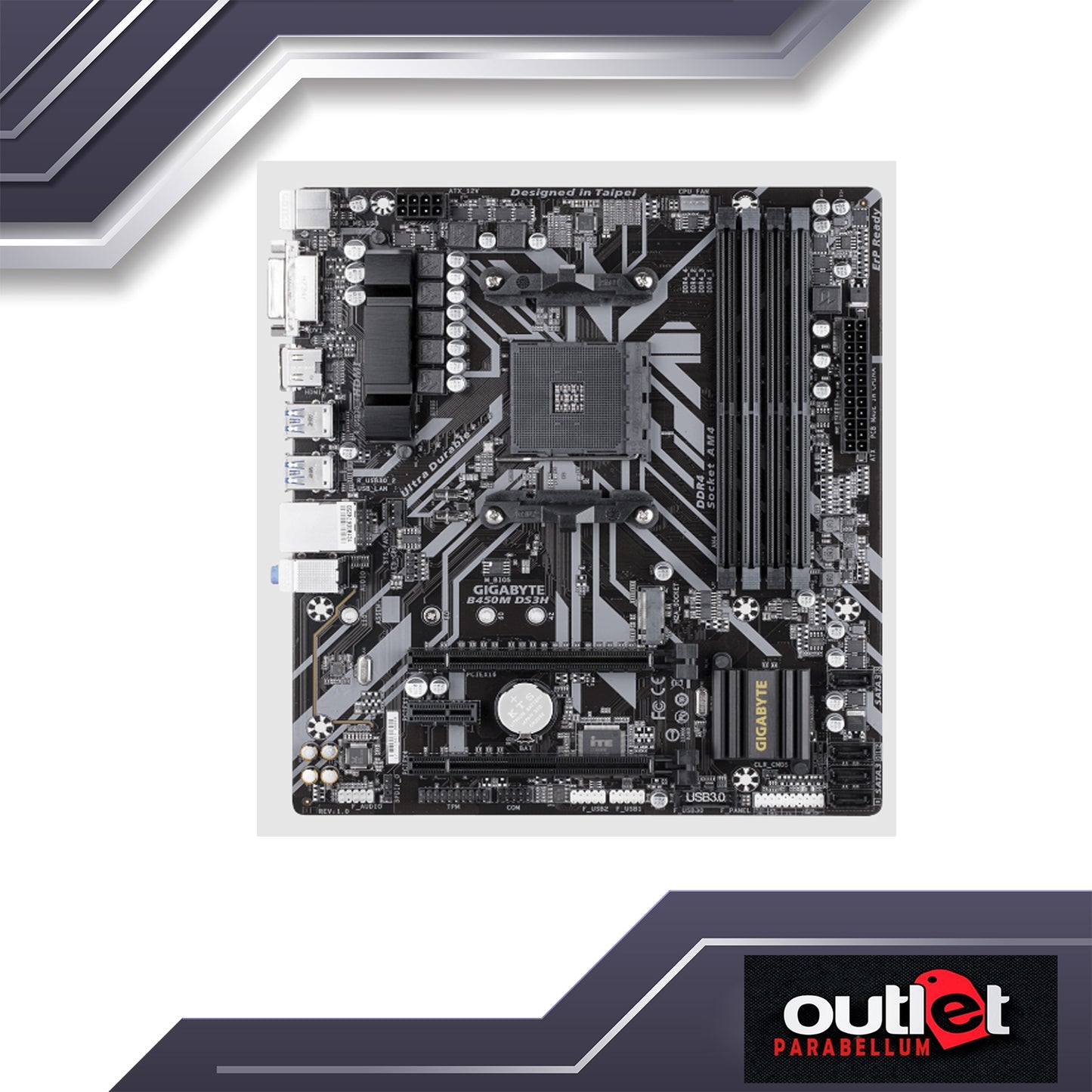 REFURBISHED GA-B450M-DS3H GIGABYTE AMD B450 AM4 4 X DDR4 DIMM MATX MOTHERBOARD