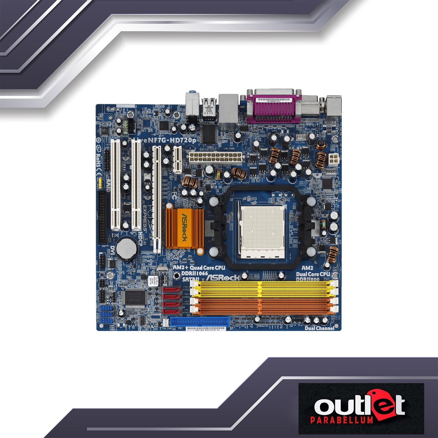 Refurbished ASROCK ALiveNF7G-HD720p R5.0 Support for Socket AM2+ / AM2 processors: AMD Phenom - No Warranty!!!