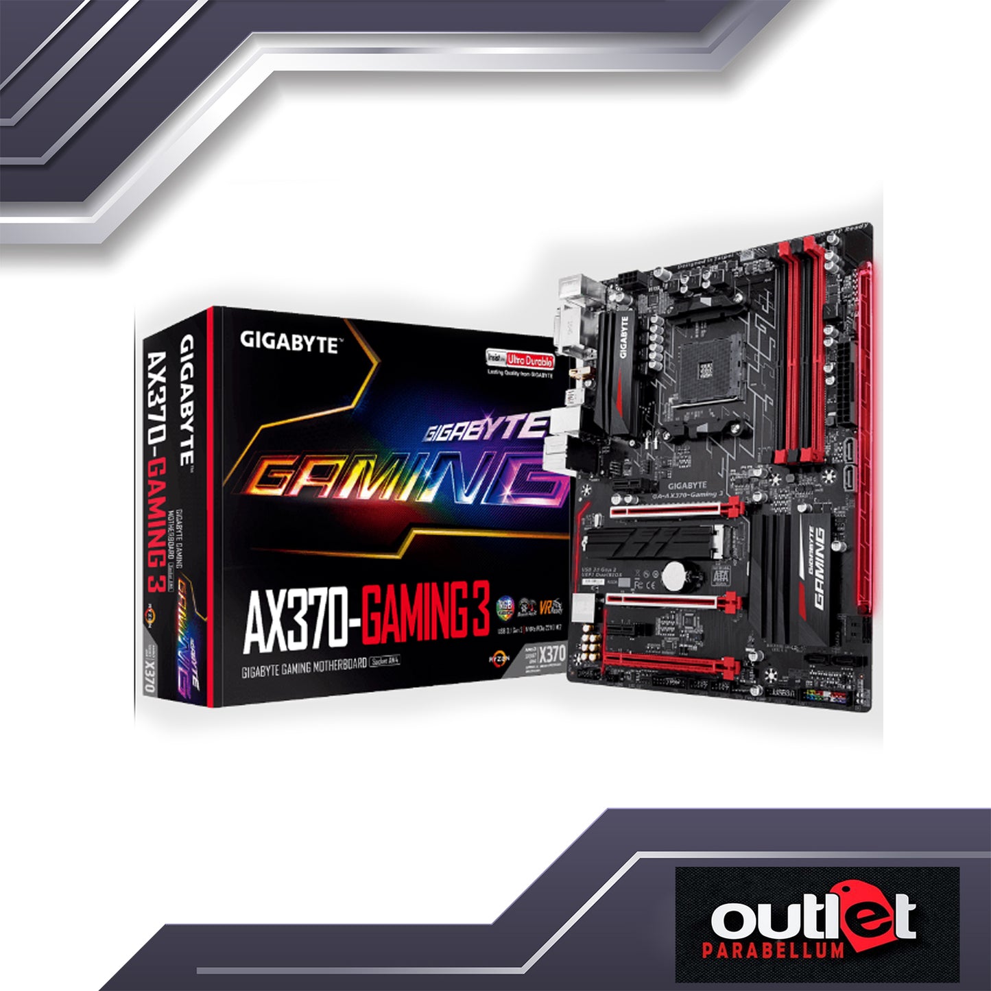 REFURBISHED GA-AX370-GAMING-3 GIGABYTE AMD X370 AM4 DDR4 ATX GAMING MOTHERBOARD