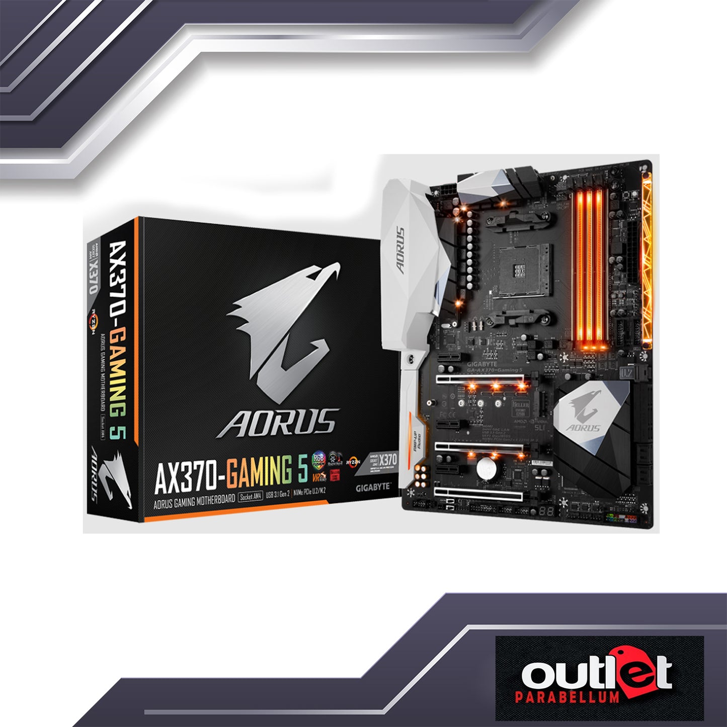 REFURBISHED GA-AX370-GAMING-5 GIGABYTE AMD X370 AM4 DDR4 ATX GAMING MOTHERBOARD