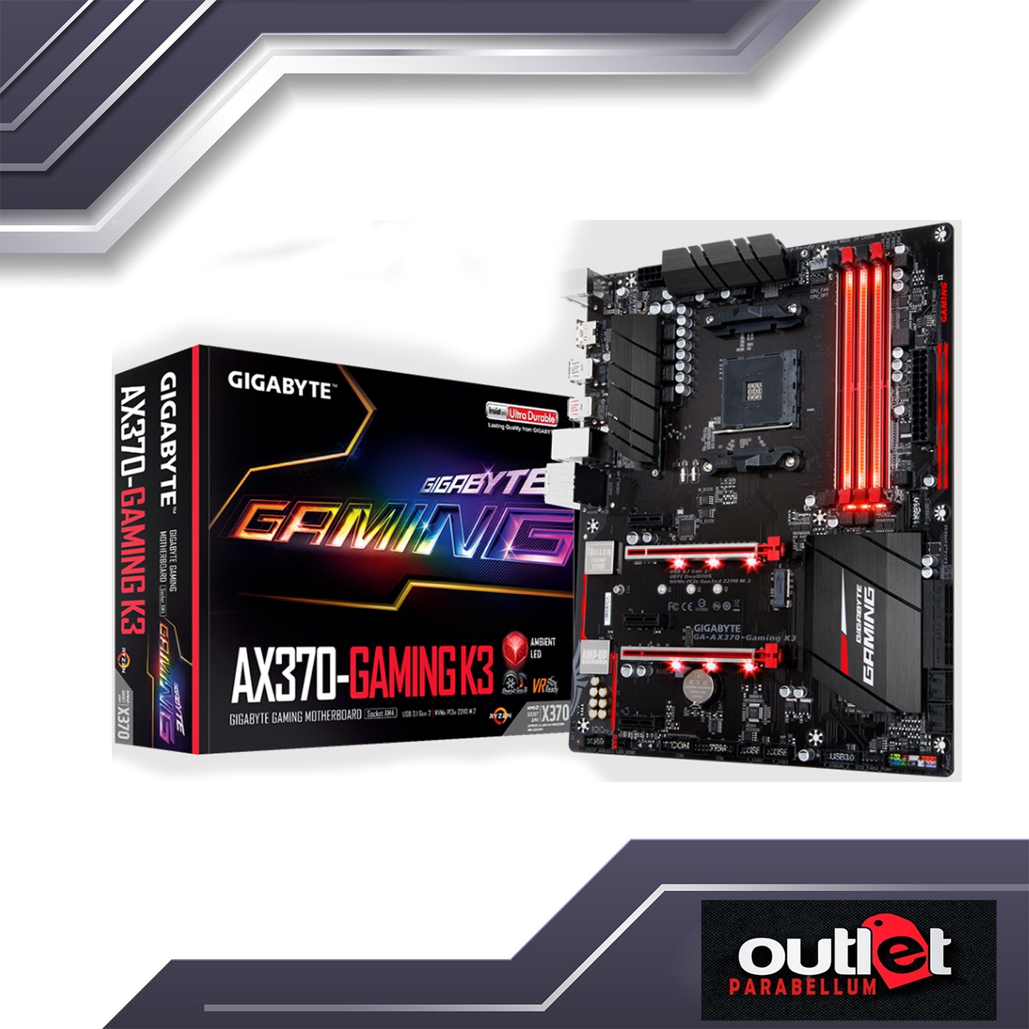 REFURBISHED GA-AX370-GAMING-K3 GIGABYTE AMD X370 AM4 DDR4 ATX GAMING MOTHERBOARD