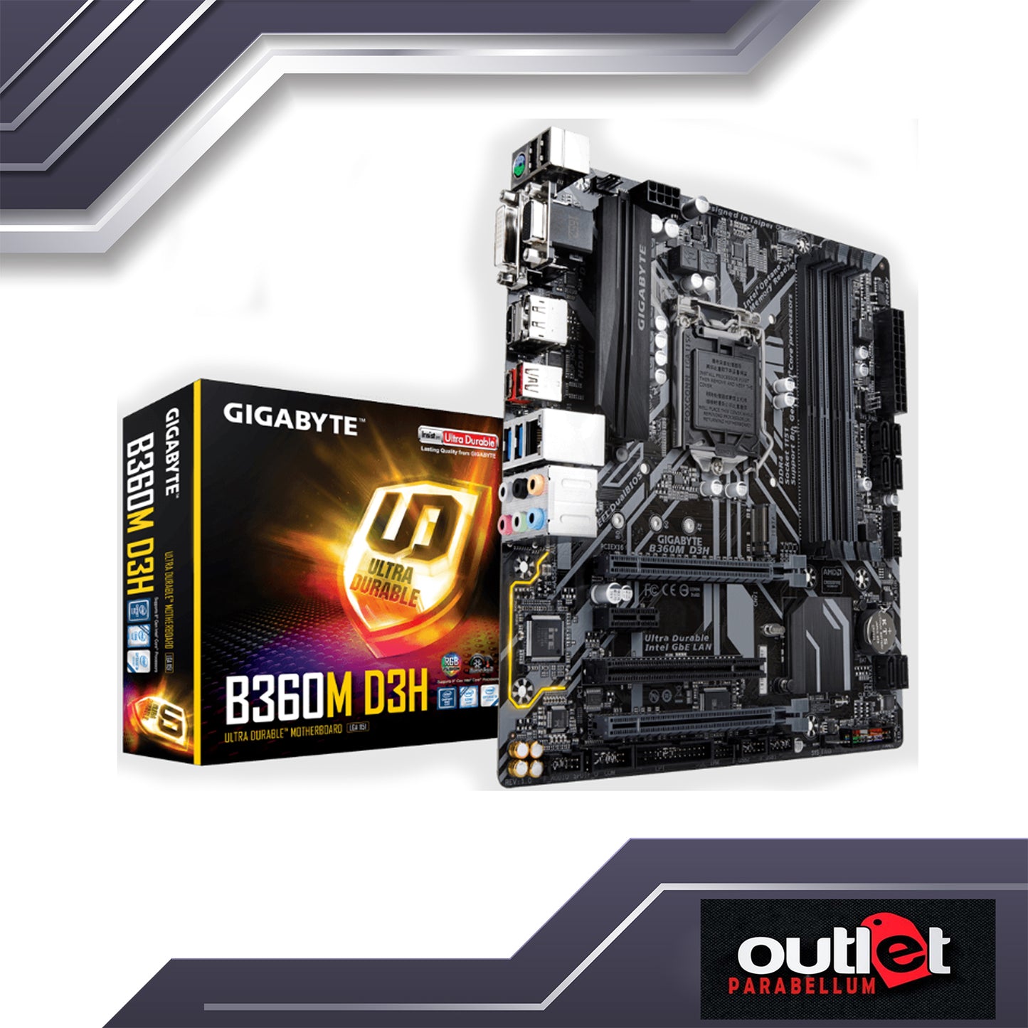 REFURBISHED GA-B360M-D3H GIGABYTE INTEL B360 S1151 MICRO ATX MOTHERBOARD