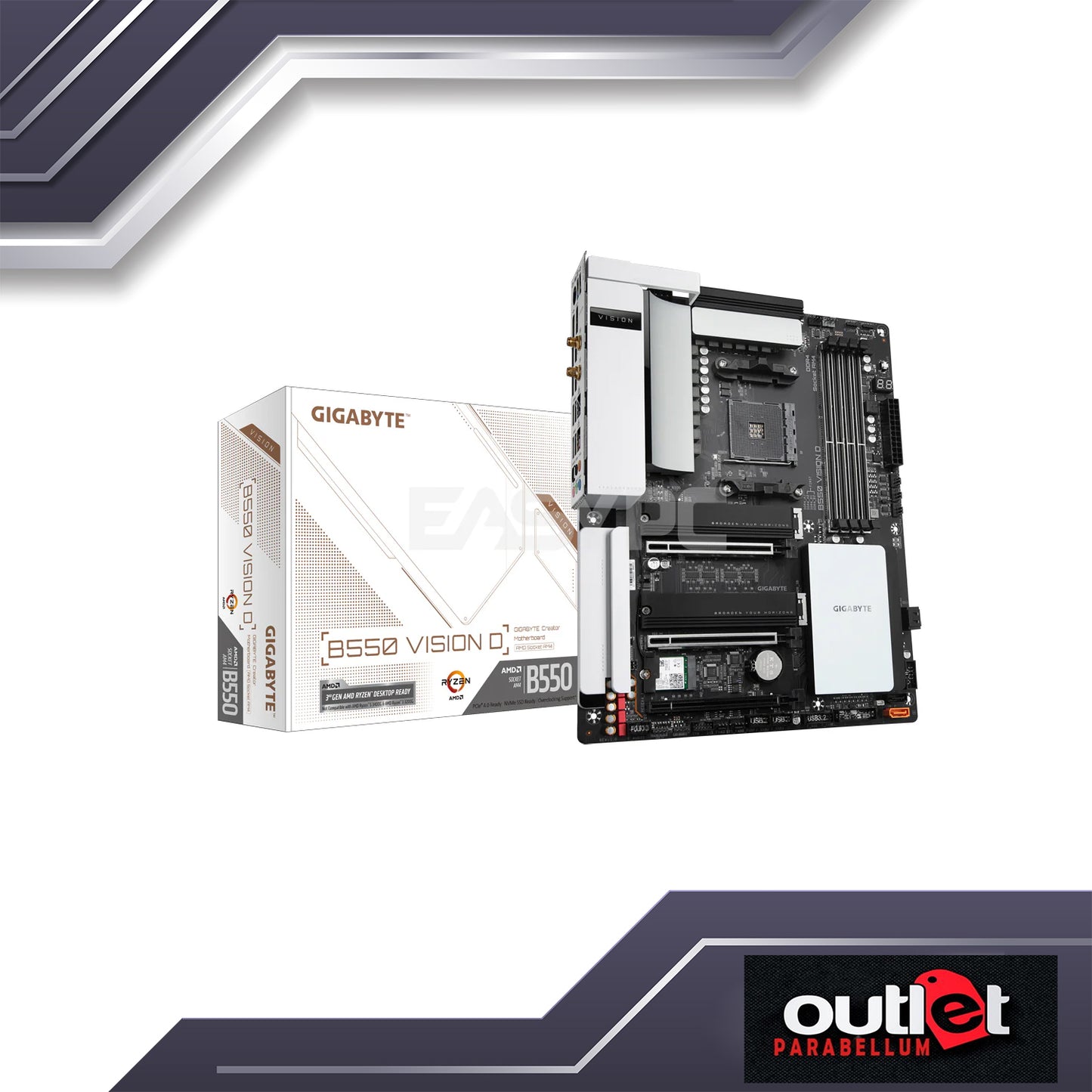 REFURB GA-B550-VISION-D GIGABYTE AMD B550 WIFI 6,DUAL LAN,DDR4 ECC, ATX CREATOR MOTHERBOARD