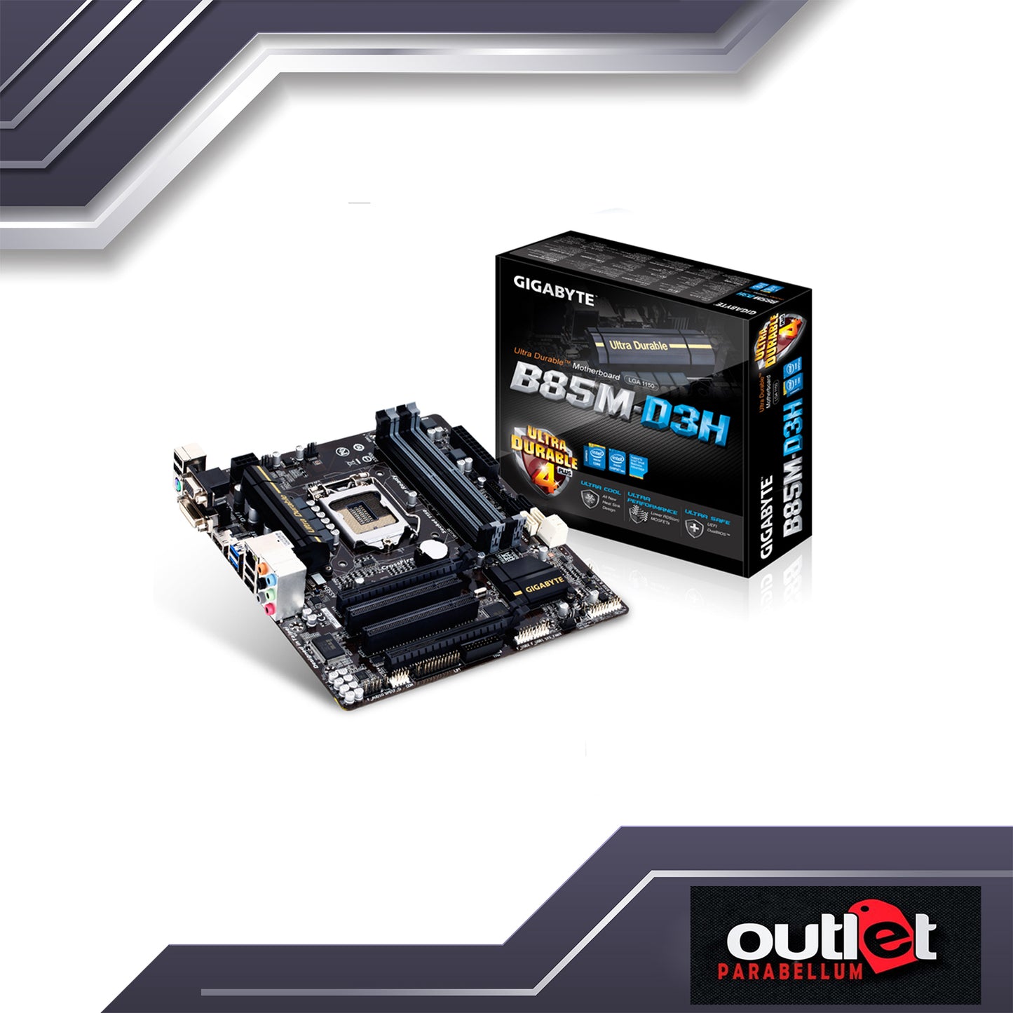 Refurbish Gigabyte GA-B85M-D3H GIGABYTE INTEL B85 S1150 USB3 GIGA MATX -- No Warranty