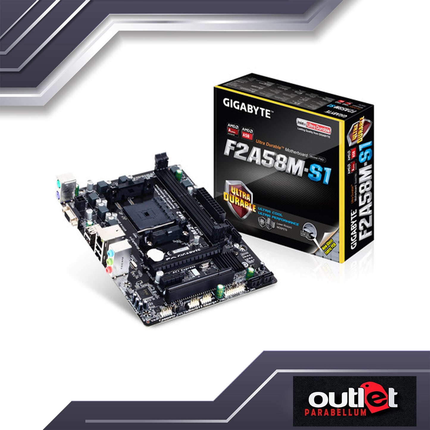 Refurbish GIGABYTE GA-F2A58M-S1 GIGABYTE AMD A58 FM2+ DDR3 MATX MB --- No Warranty!!!