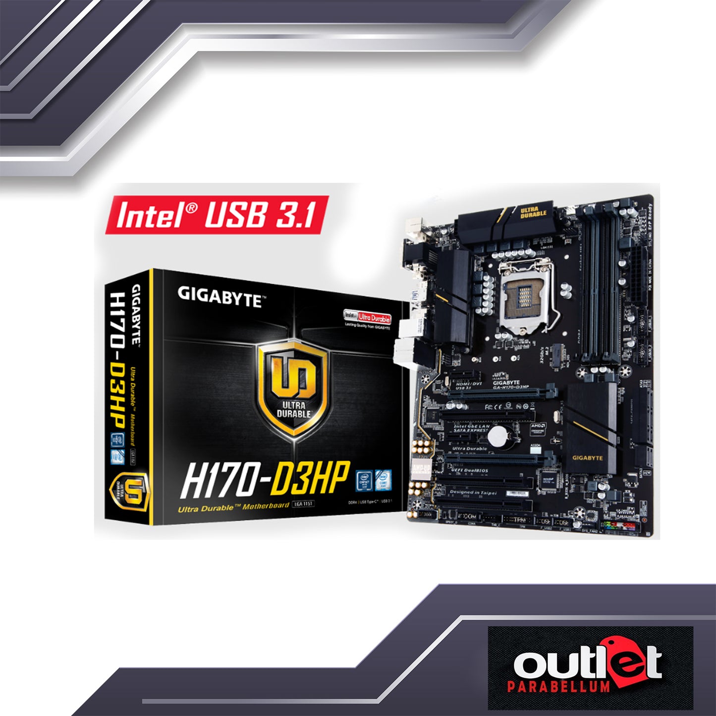 REFURBISHED GA-H170-D3HP GIGABYTE H170 S1151 DDR4 ATX Motherboard