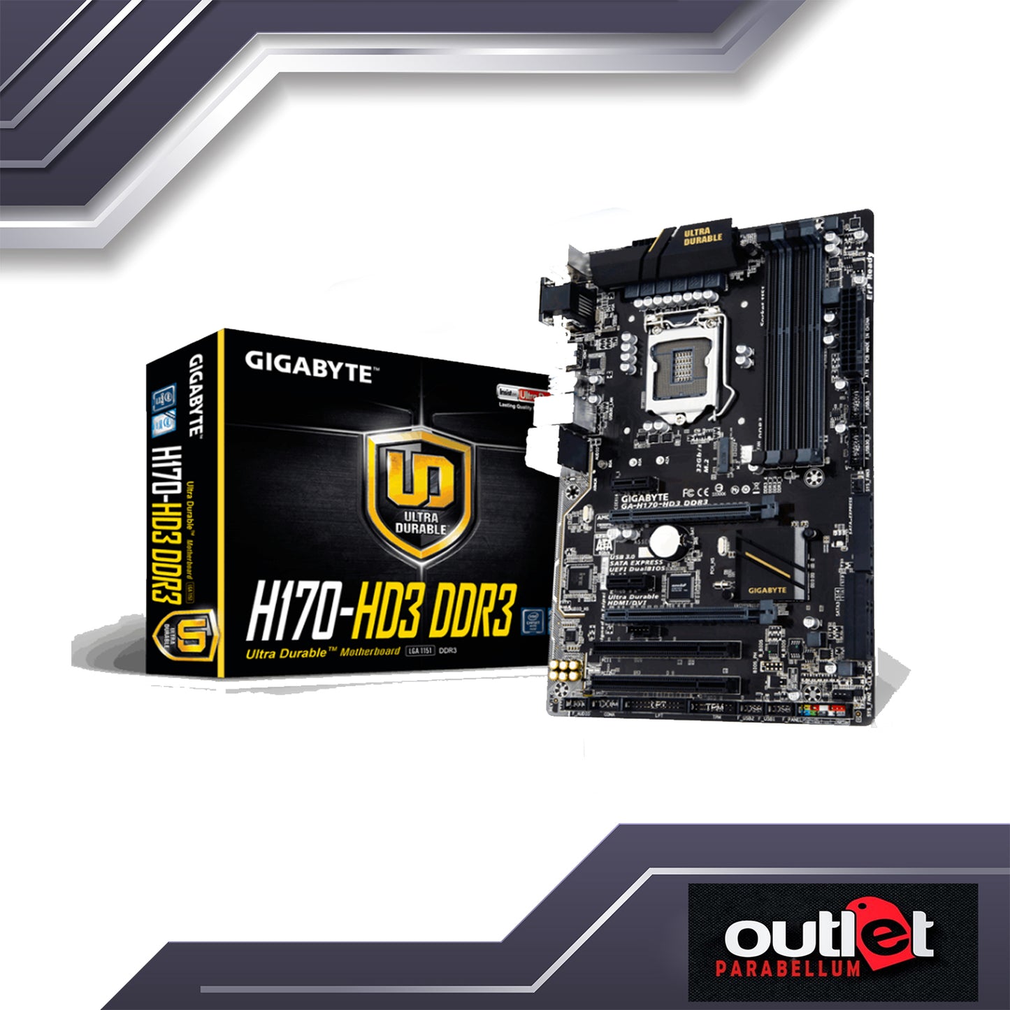 Refurbished GIGABYTE GA-H170-HD3-DDR3 GIGABYTE H170 S1151 DDR3L ATX -- No Warranty!!!