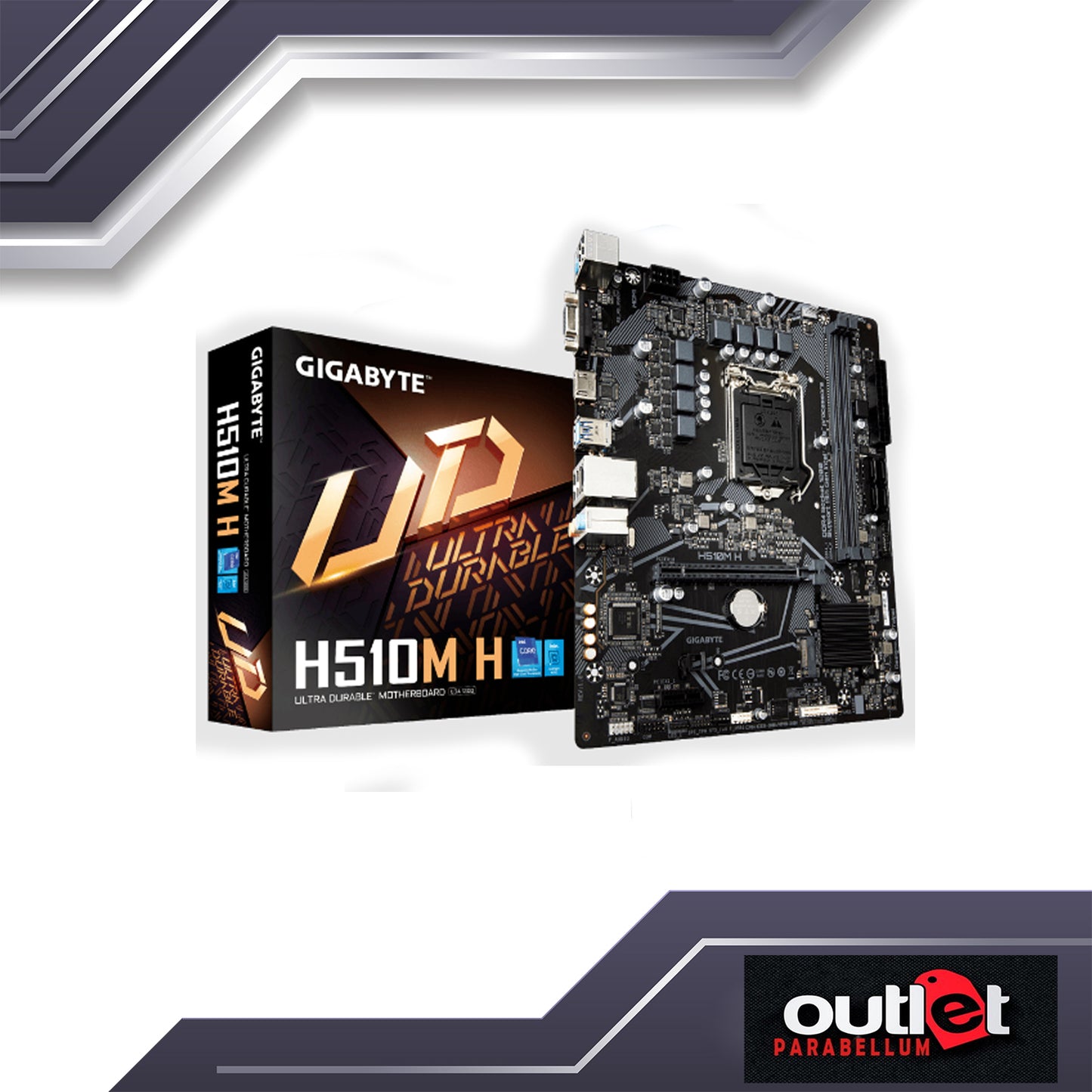 REFURBISHED GIGABYTE GA-H510M-H INTEL H510 LGA1200 6+2 PHASE DIGITAL VRM, DSUB/HDMI MATX MOTHERBOARD
