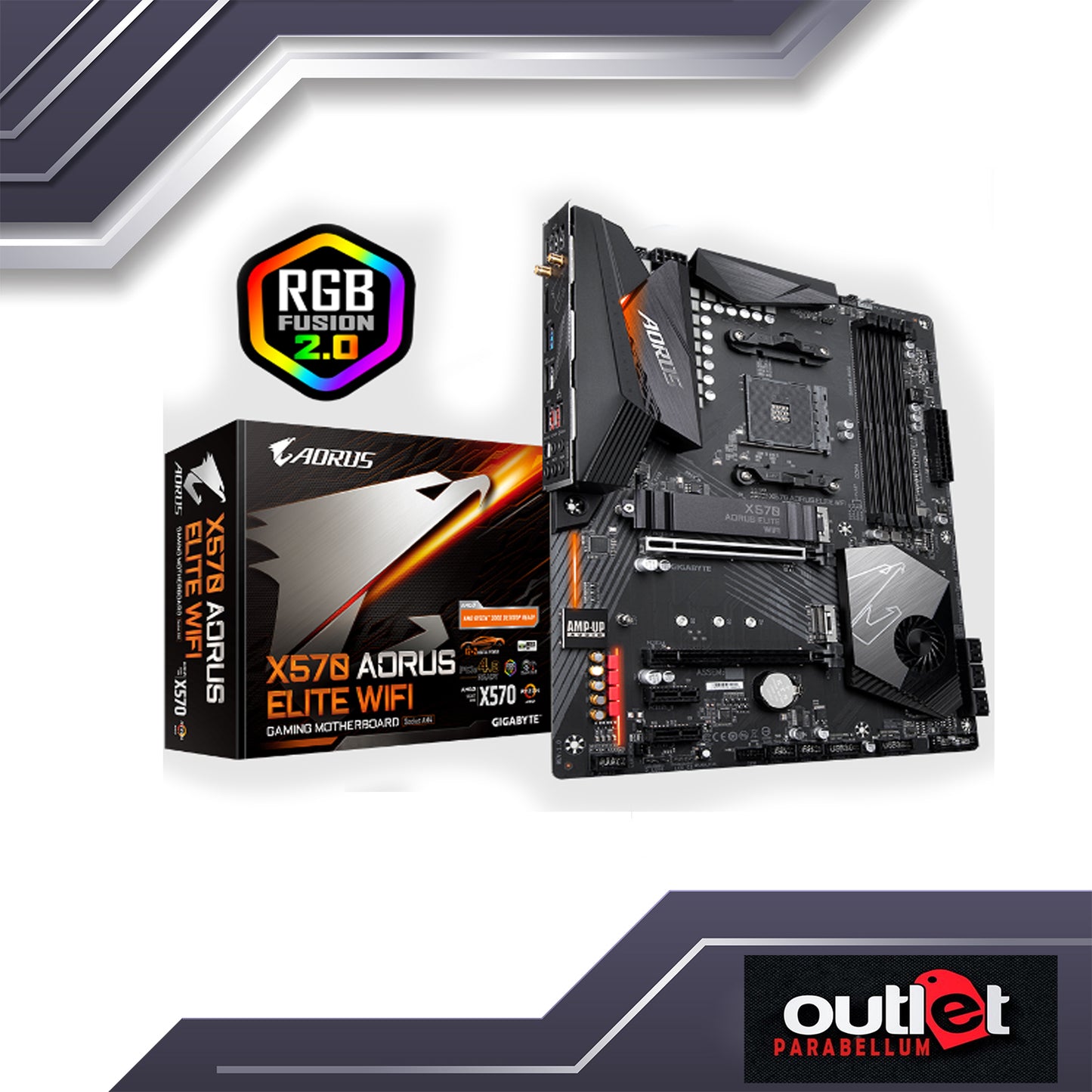 REFURBISHED GA-X570-AORUS-ELITE-WIFI GIGABYTE AMD X570 AM4 DDR4 PCIE 4.0 WIFI ATX GAMING MOTHERBOARD