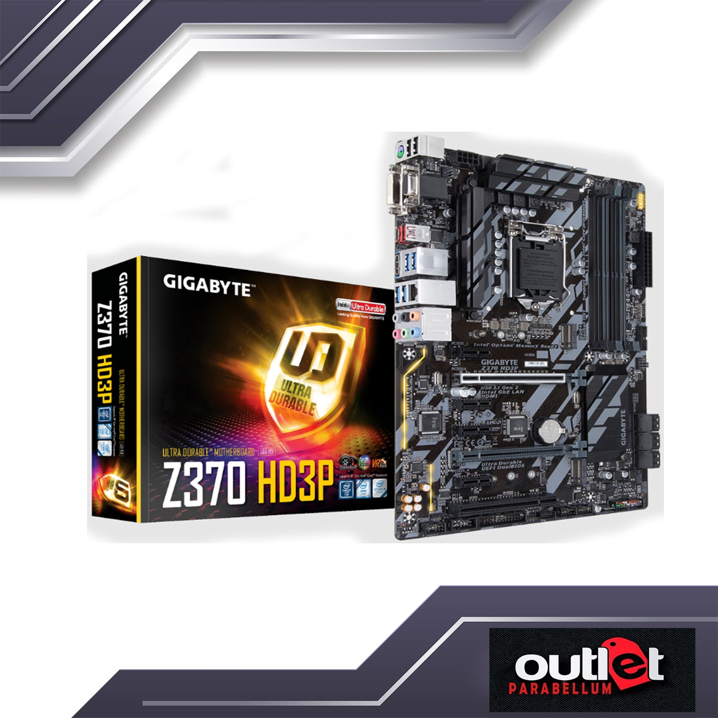REFURBISHED GA-Z370-HD3P GIGABYTE INTEL Z370 S1151 DDR4 ATX MB W/ RGB FUSION