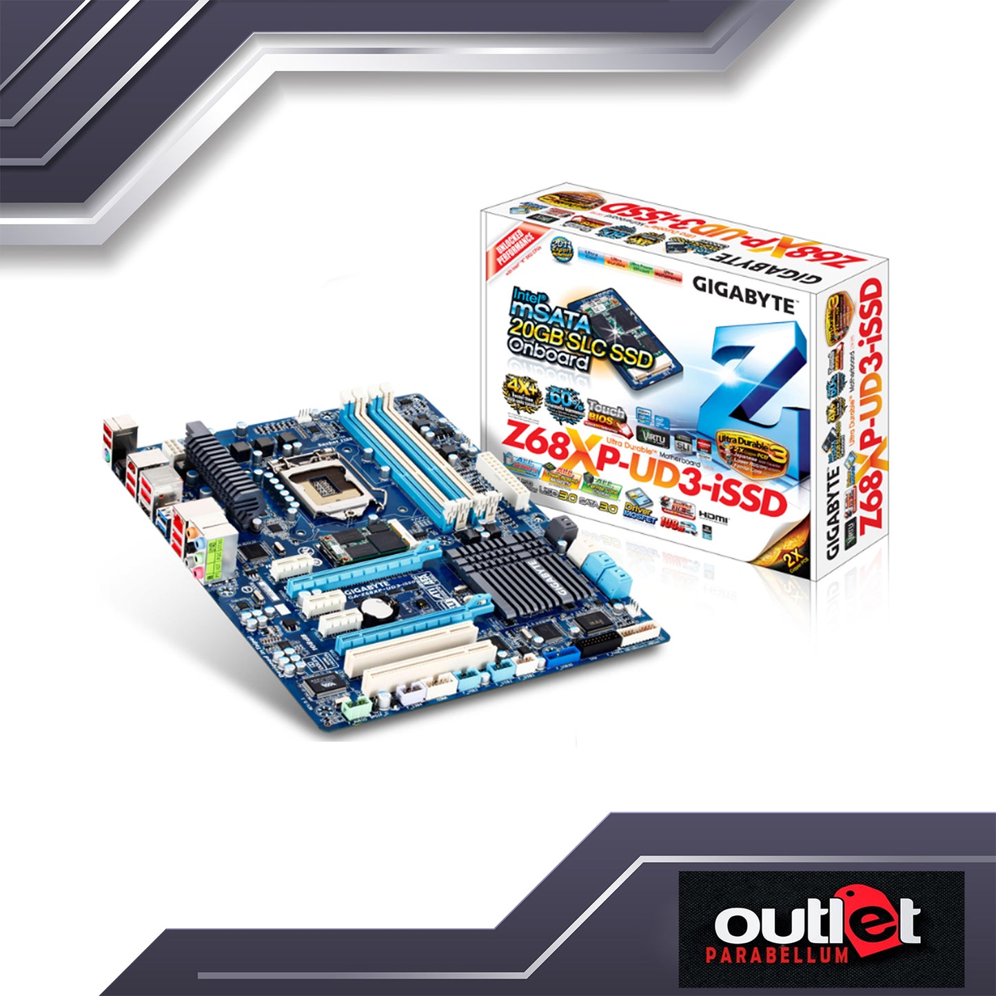 REFURBISHED GA-Z68XP-U3-ISSD GIGABYTE INTEL Z68 LGA1155 W/ INTEL 20GB SSD ATX MB Motherboard