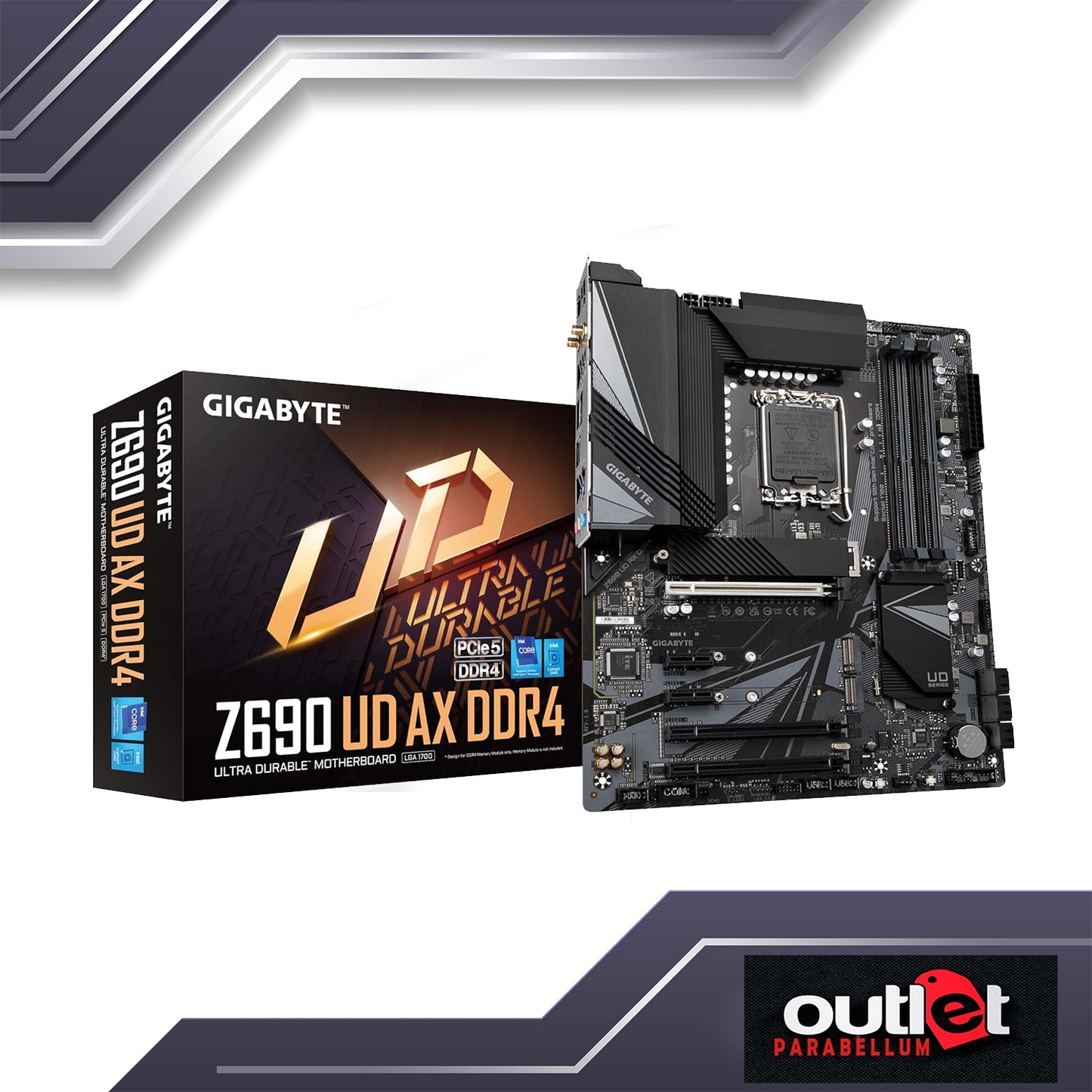 REFURBISHED GA-Z690-UD-AX-DDR4 GIGABYTE INTEL Z690 LGA1700 DDR4 16+1+2 DIGITAL VRM(SPS 60A)WIFI 6, 2.5GbE ATX MOTHERBOARD