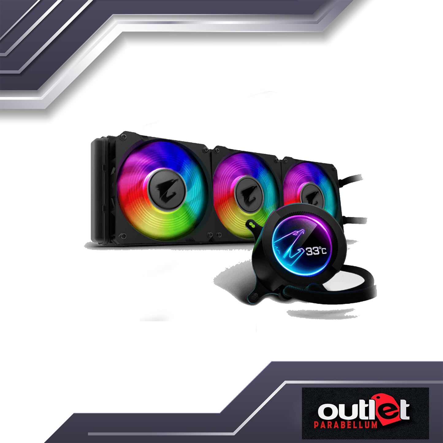 REFURBISHED GP-AORUS-LIQUID-COOLER-360 ALL-IN-ONE LIQUID COOLER WITH CIRCULAR LCD DISPLAY, RGB FUSION 2.0, TRIPLE 120mm