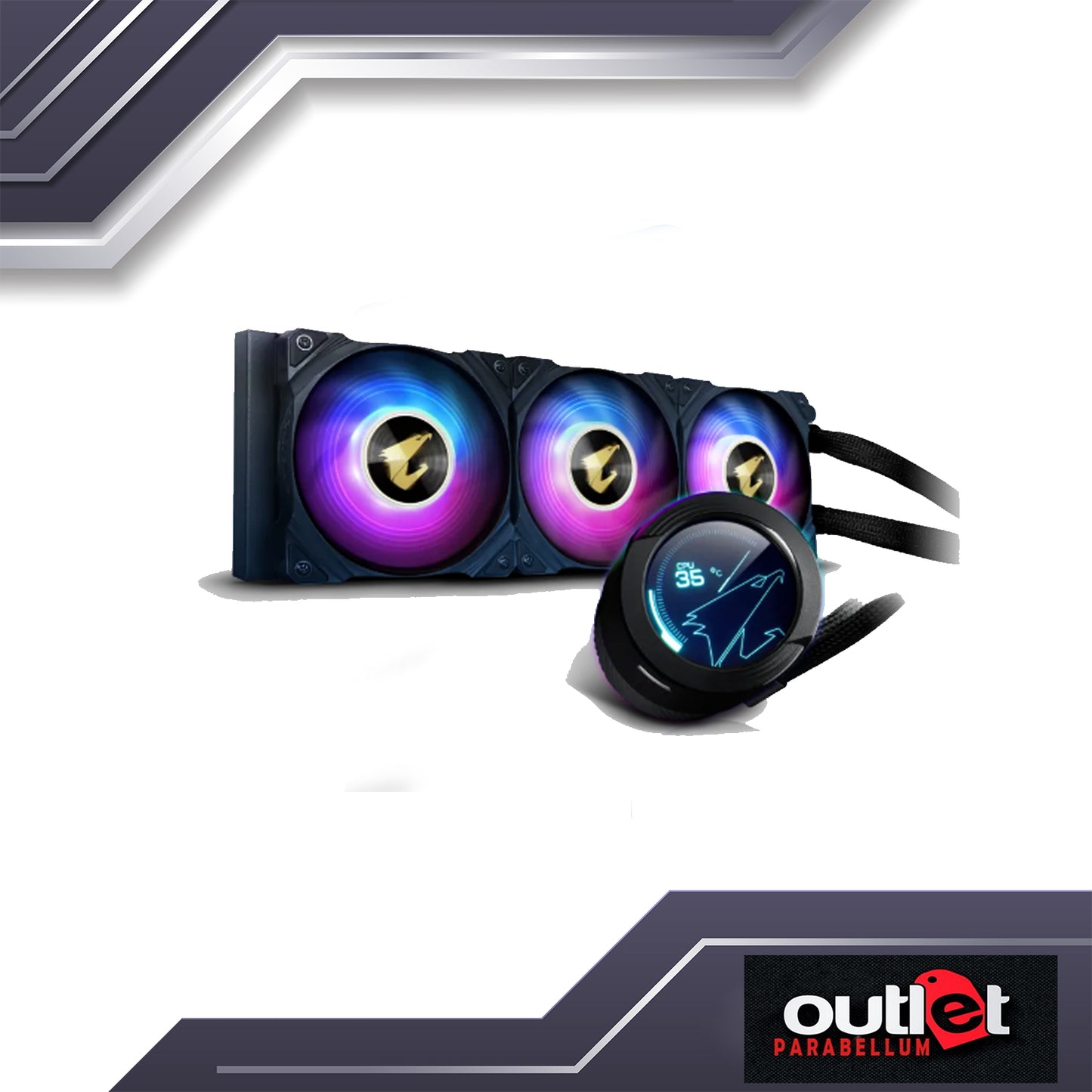 REFURBISHED GP-AORUS-WATERFORCE-X-360 AORUS WATERFORCE AIO W/ CIRCULAR LCD DISPLAY, RGB FUSION 2.0 3X120MM ARGB FAN