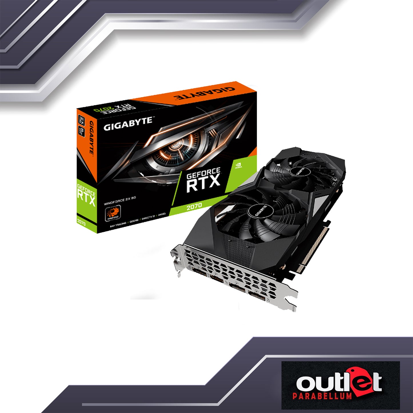 REFURBISHED GIGABYTE GV-N2070WF2-8GD GIGABYTE RTX2070 WINDFORCE 8GB GDDR6 256BIT VGA