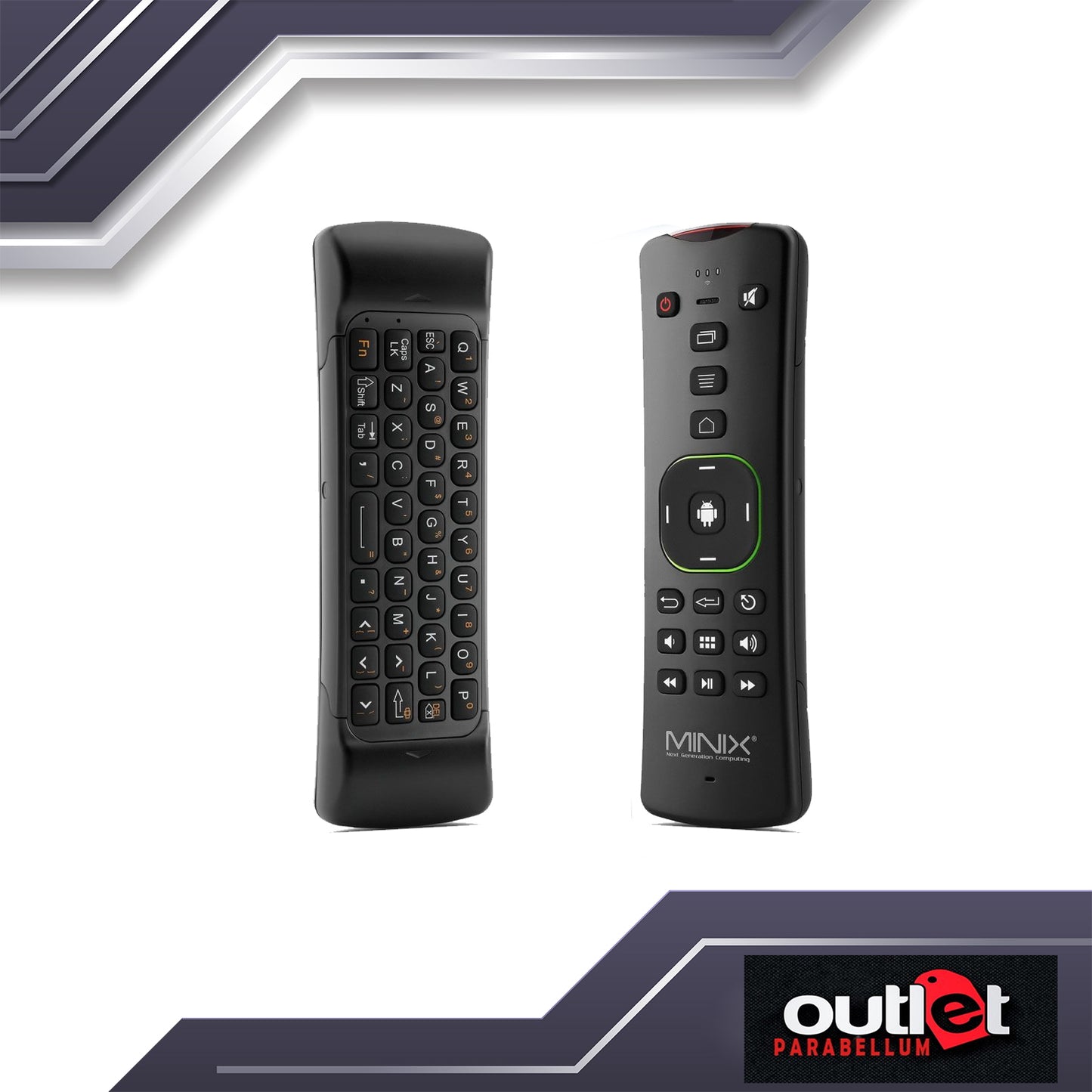 MINIX A2 Lite Airmouse Remote Control with Wireless Qwerty Keyboard for Smart TV PC Laptop Black