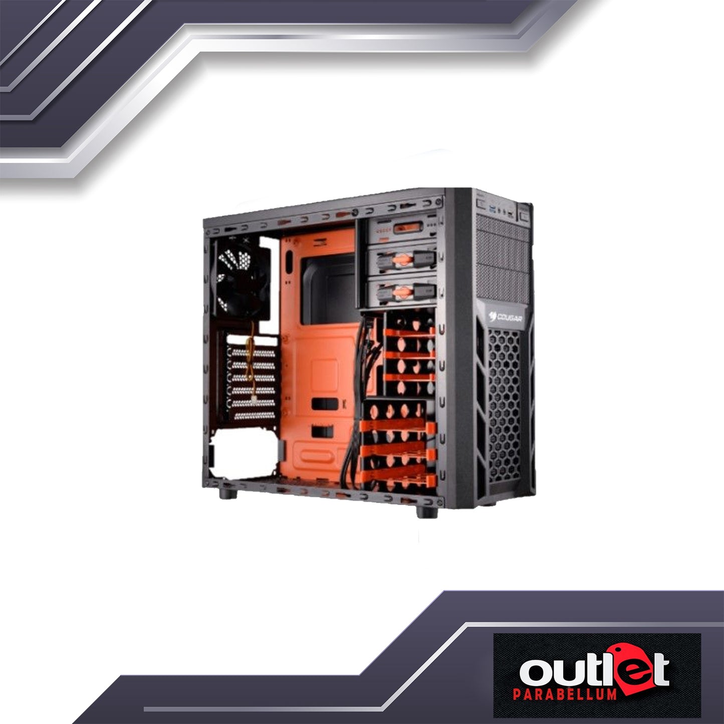 NEW COUGAR Solution II ATX GAMING CHASIS Black with Orange Steel ATX Mid Tower Computer Case