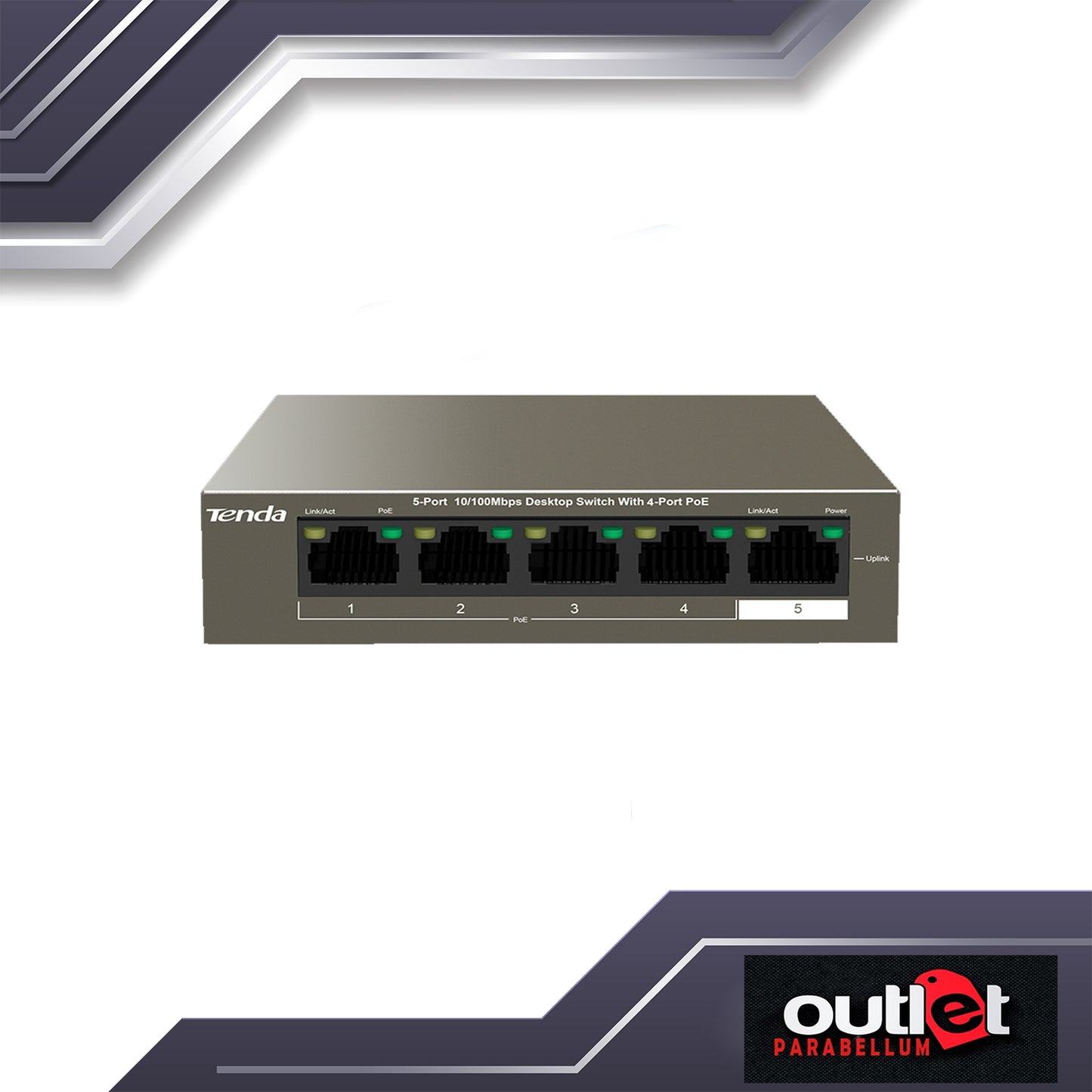 Brand NEW!!! Tenda TEF1105P-4-63W, Switch, 5-Port 10/100Mbps Desktop Switch with 4-Port PoE