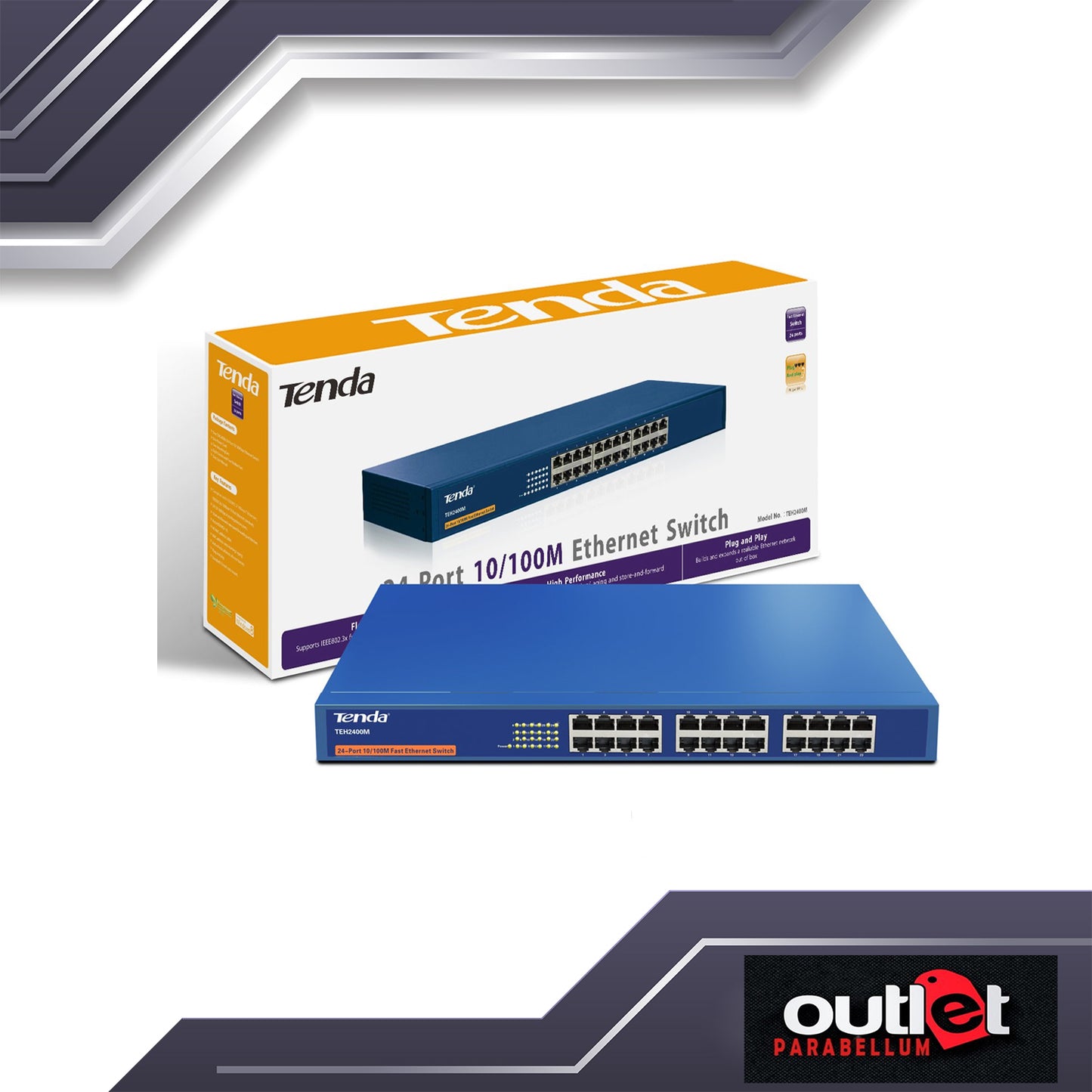 TENDA TE-TEH2400M 10/100Mbps 24-Ports Fast Ethernet Rackmountable Network Switch