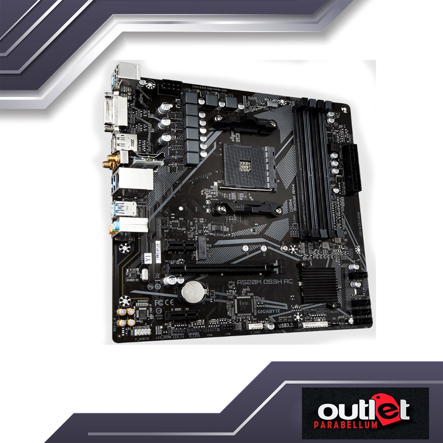 REFURBISHED GA-A520M-DS3H-AC GIGABYTE AMD A520 AM4 DDR4 4XDIMM WIFI AC MATX MOTHERBOARD