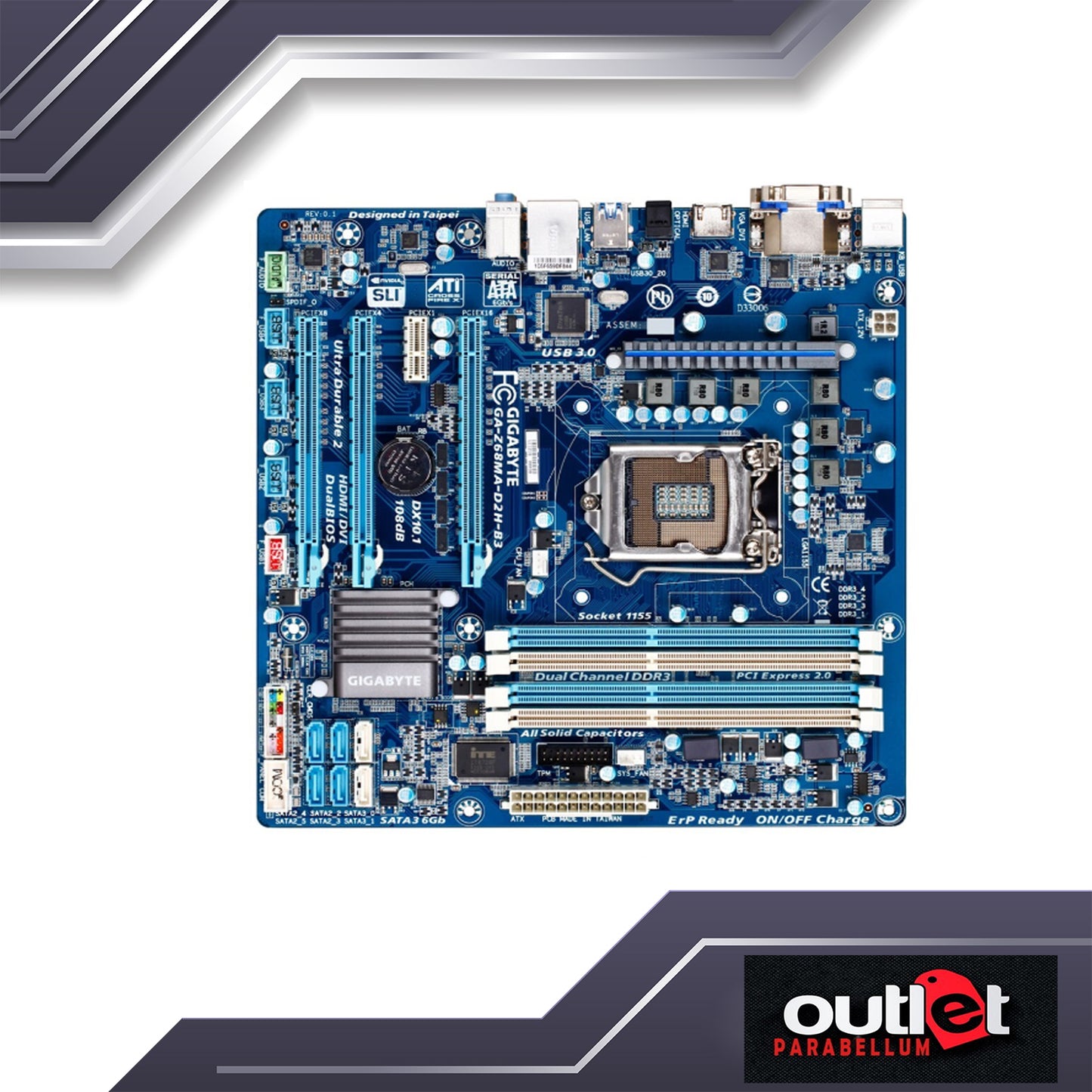 REFURBISHED GA-Z68MA-D2H-B3 GIGABYTE INTEL Z68 S1155 AUDIO GIGALAN Motherboard