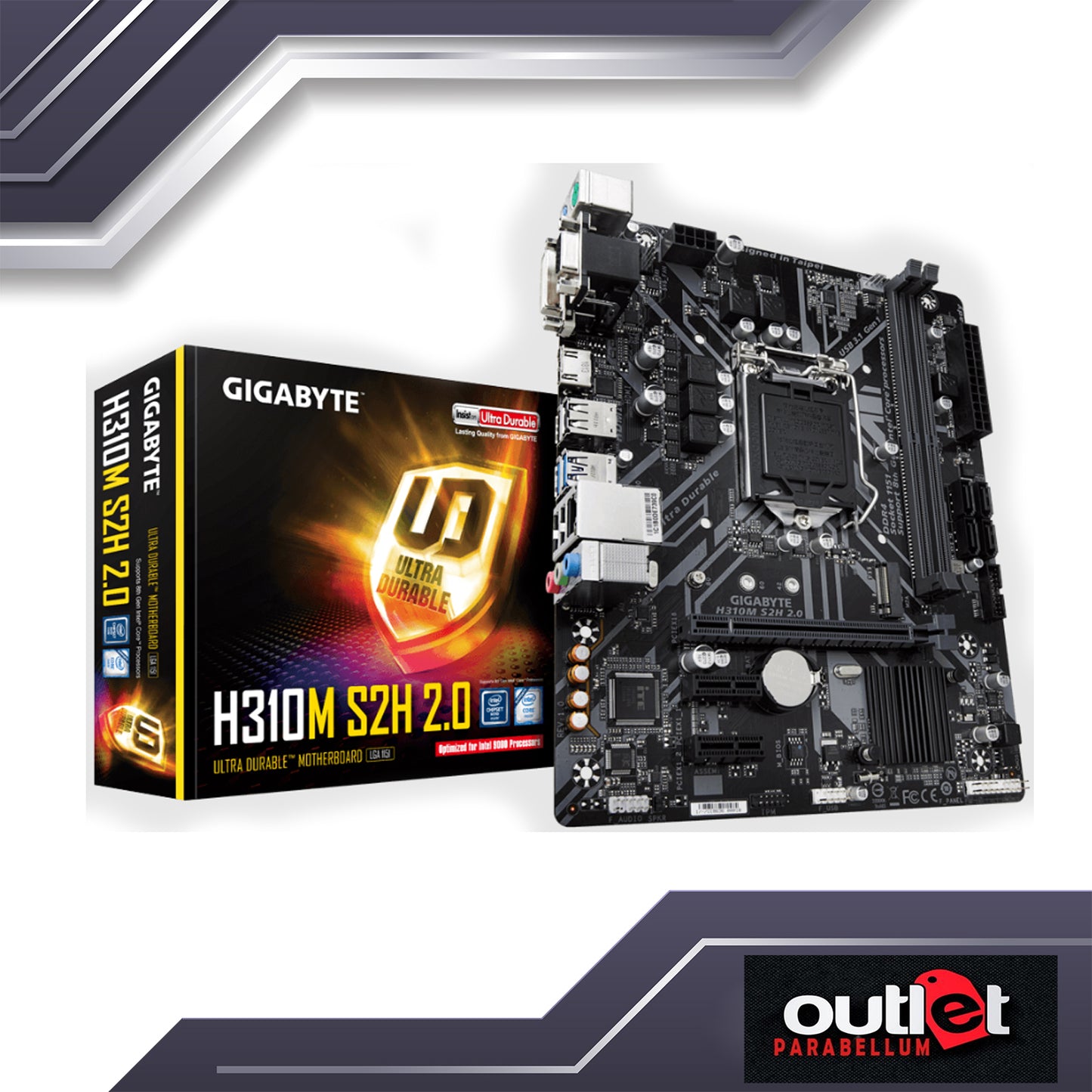 Refurbished Gigabyte GA-H310M-S2H-2.0 Intel H310 Ultra Durable motherboard with GIGABYTE 8118 Gaming LAN Motherboard - No Warranty