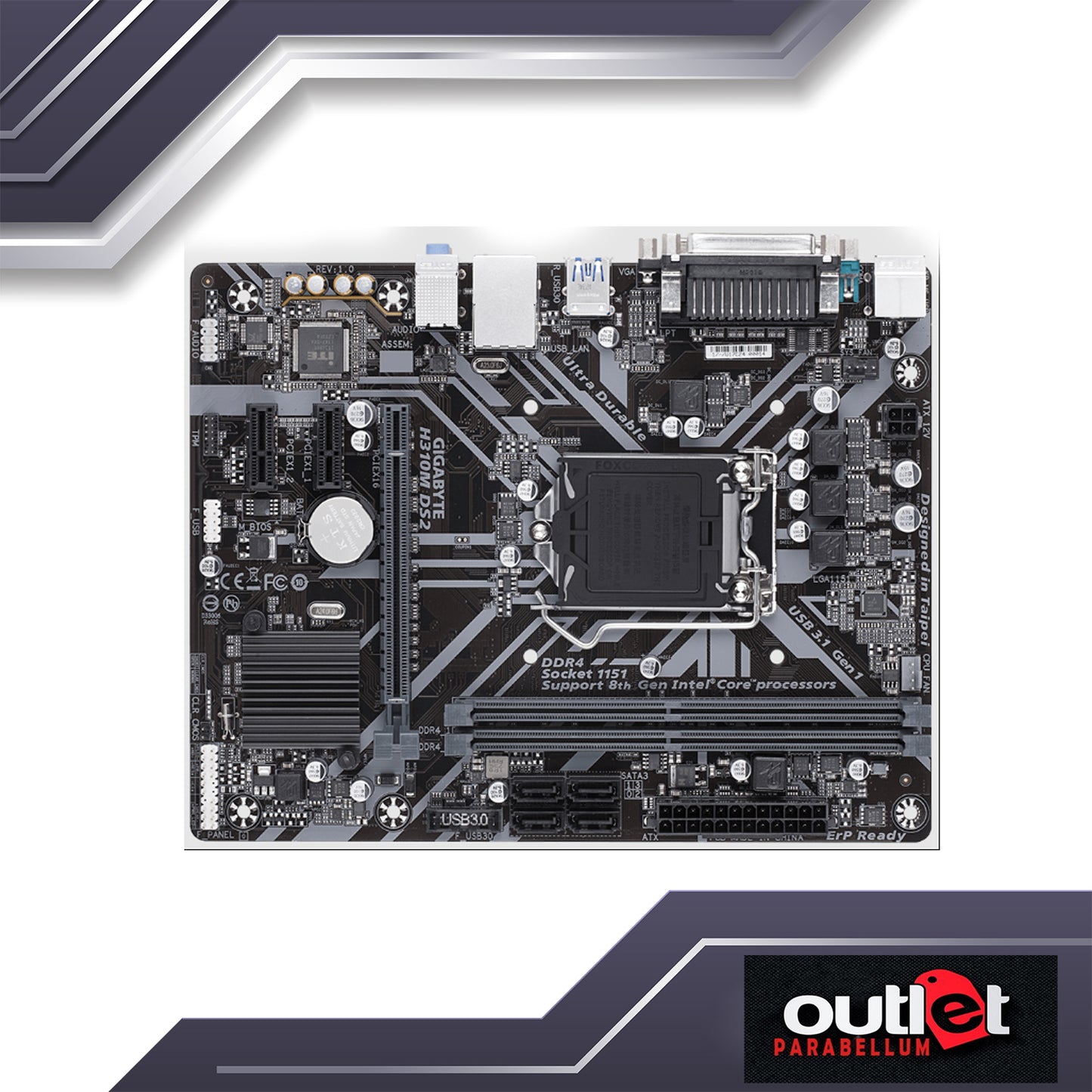 REFURBISHED GA-H310M-DS2 GIGABYTE INTEL H310 S1151 MATX MOTHERBOARD