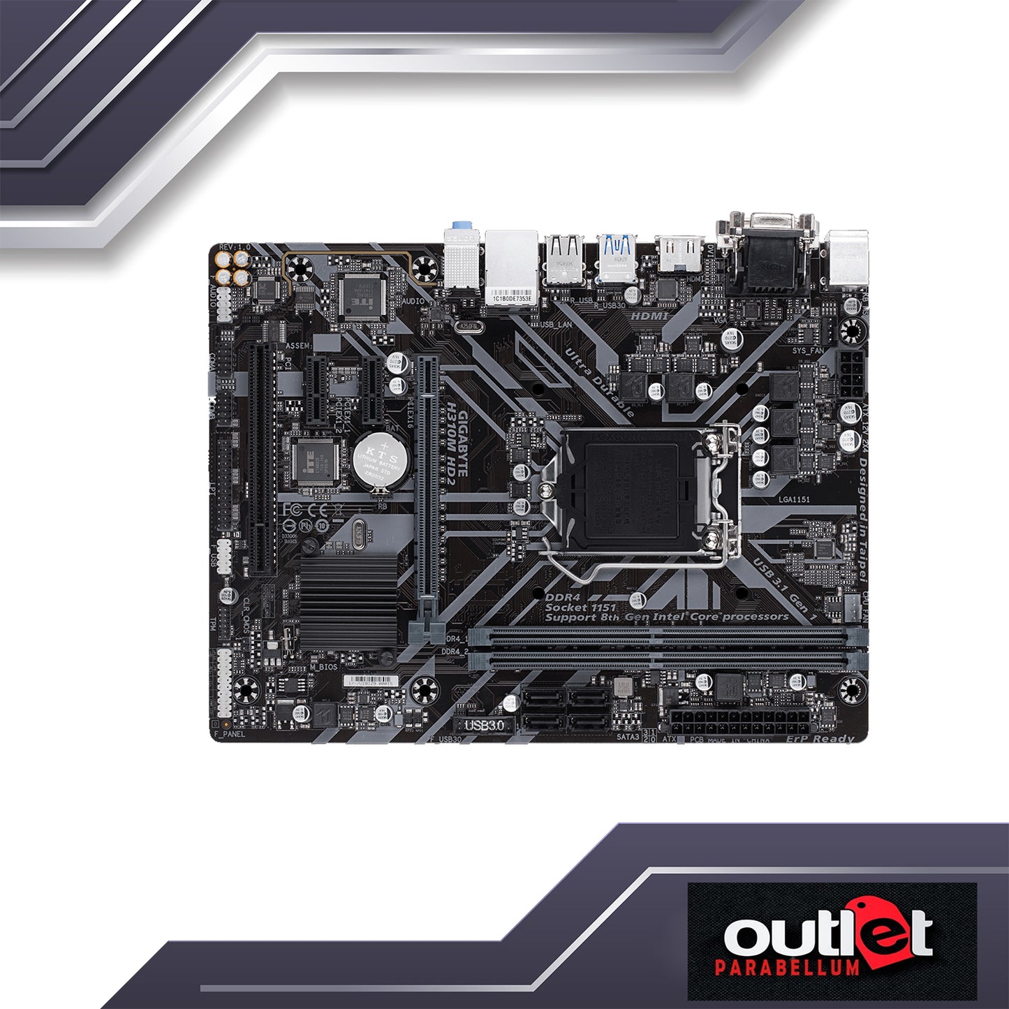 REFURBISHED Gigabyte GA-H310M-HD2 Intel H310 Ultra Durable Motherboard - No Warranty!!
