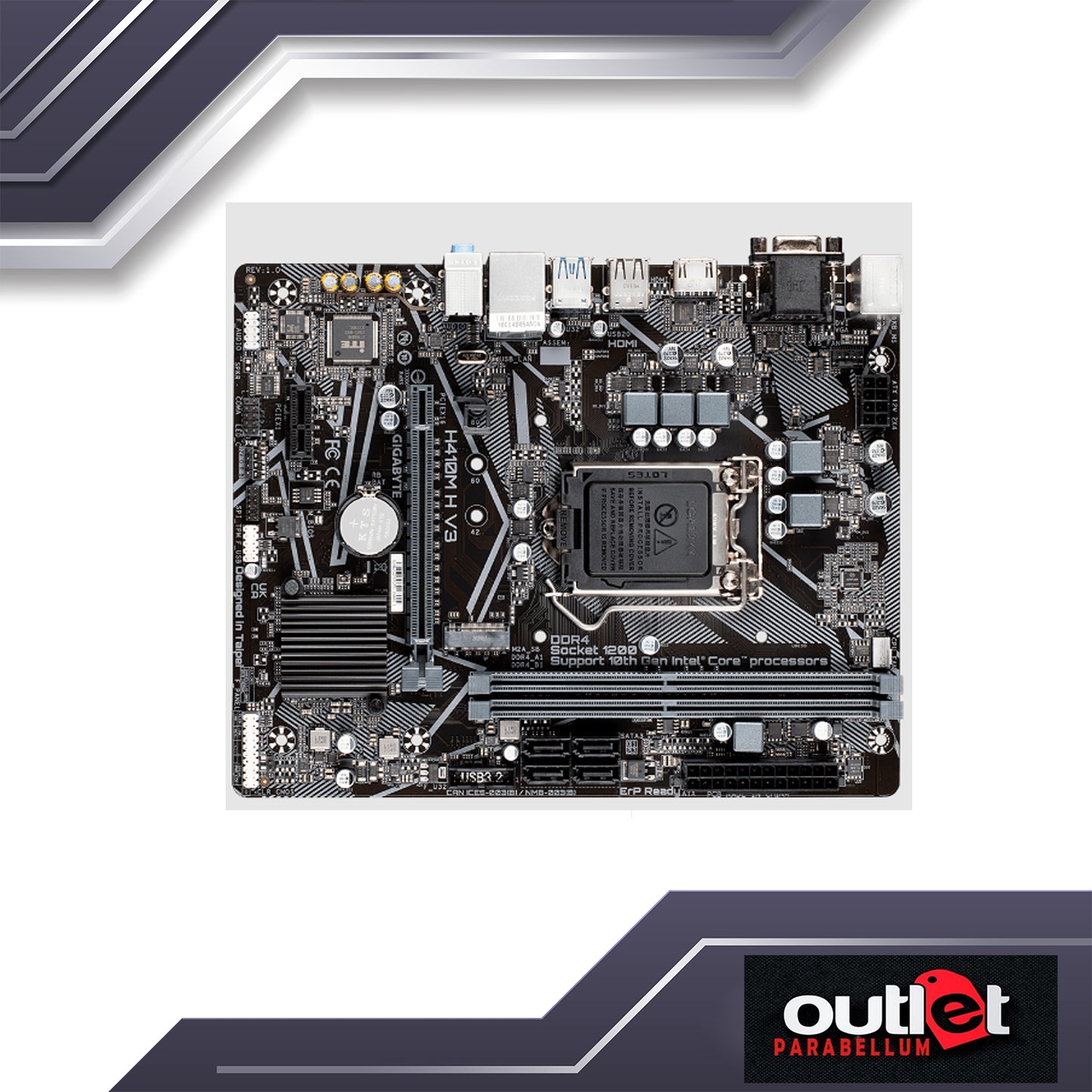 REFURBISHED GIGABYTE GA-H410M-H-V3 INTEL H510 LGA1200 DSUB/HDMI MATX MOTHERBOARD