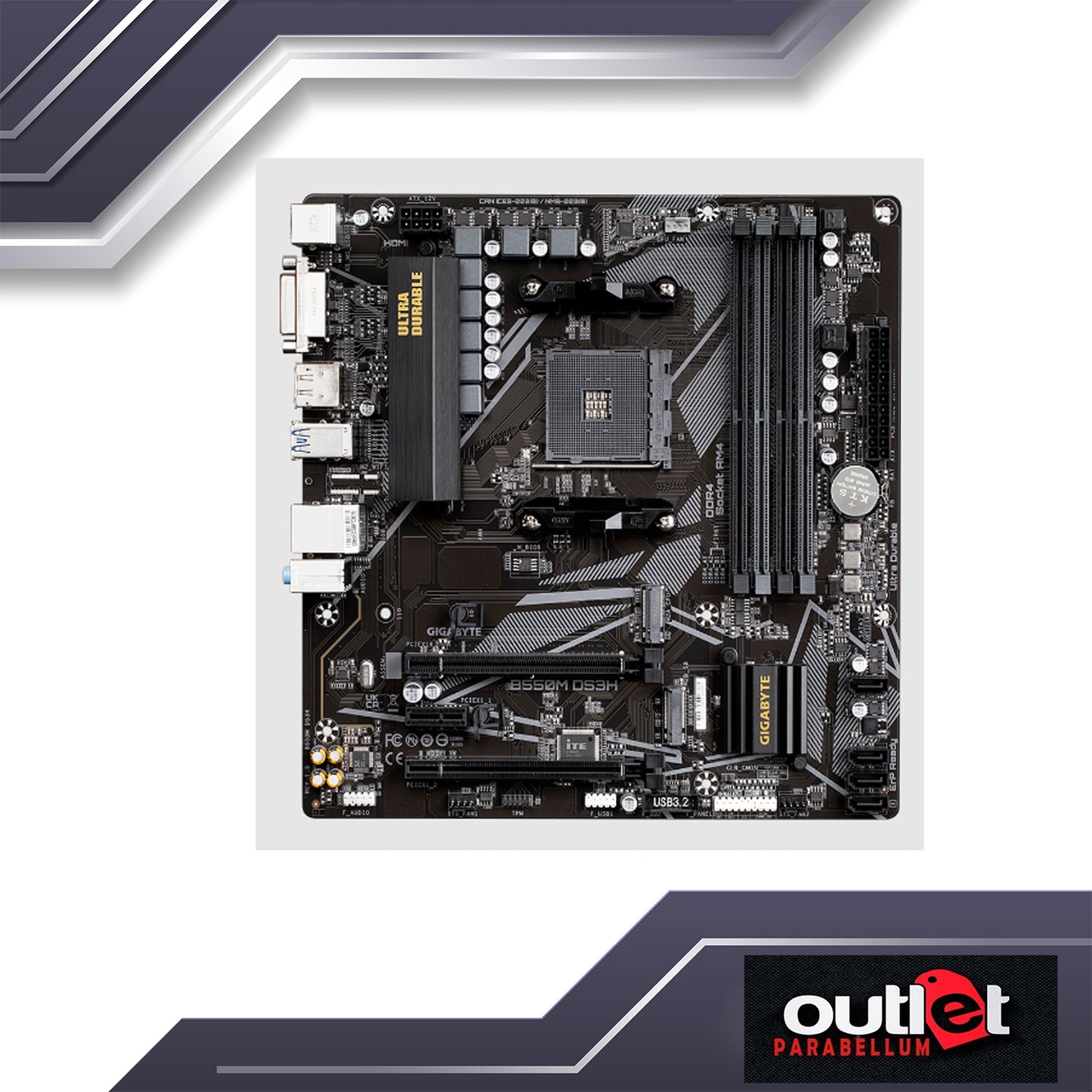 REFURBISHED GIGABYTE GA-B550M-DS3H AMD B550 AM4 4XDIMM, PCIe 4.0 x16 SLOT, DUAL PCIe 4.0 M.2, MATX