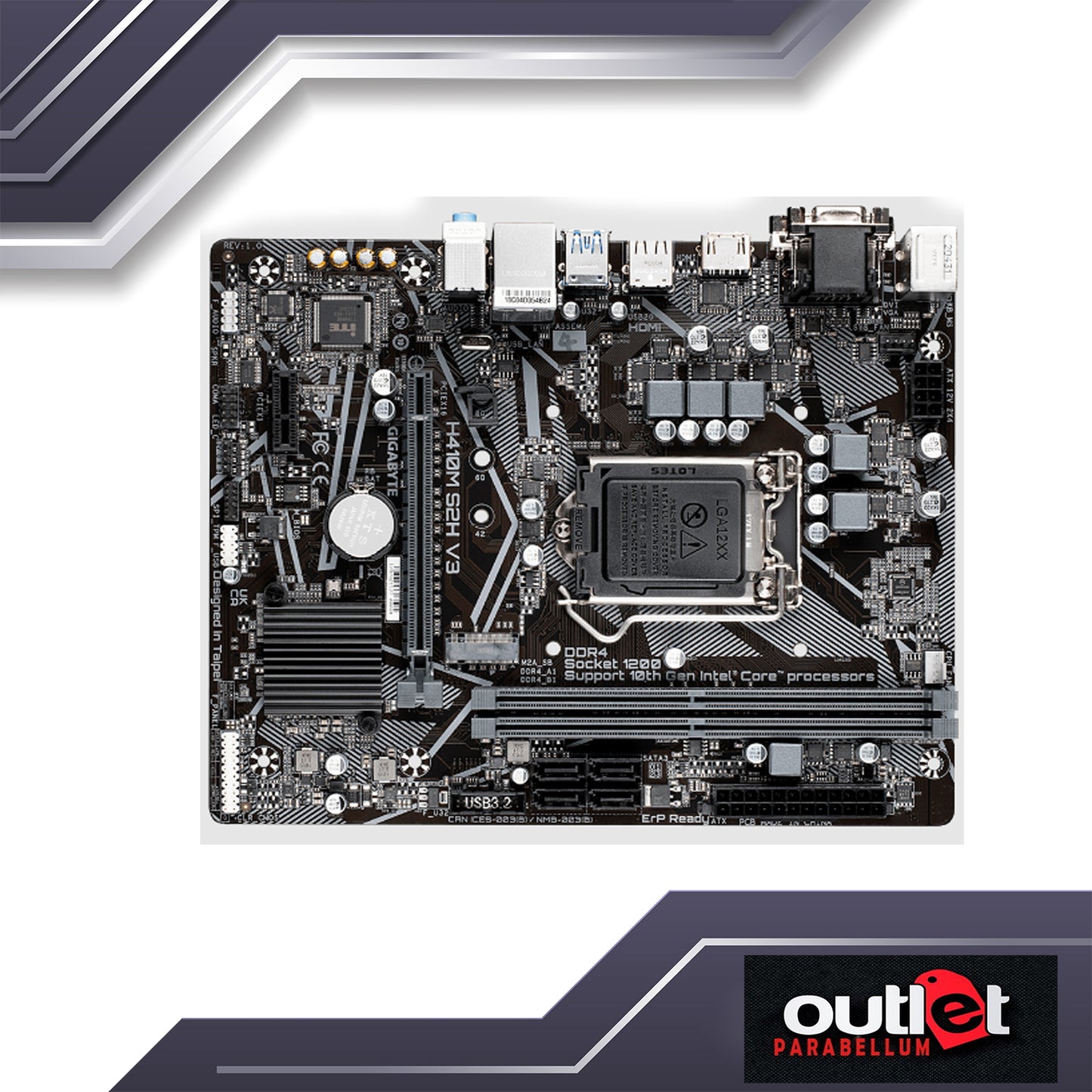 REFURBISHED GIGABYTE GA-H410M-S2H-V3 INTEL H510 LGA1200 HDMI/DVI/DSUB MATX MB