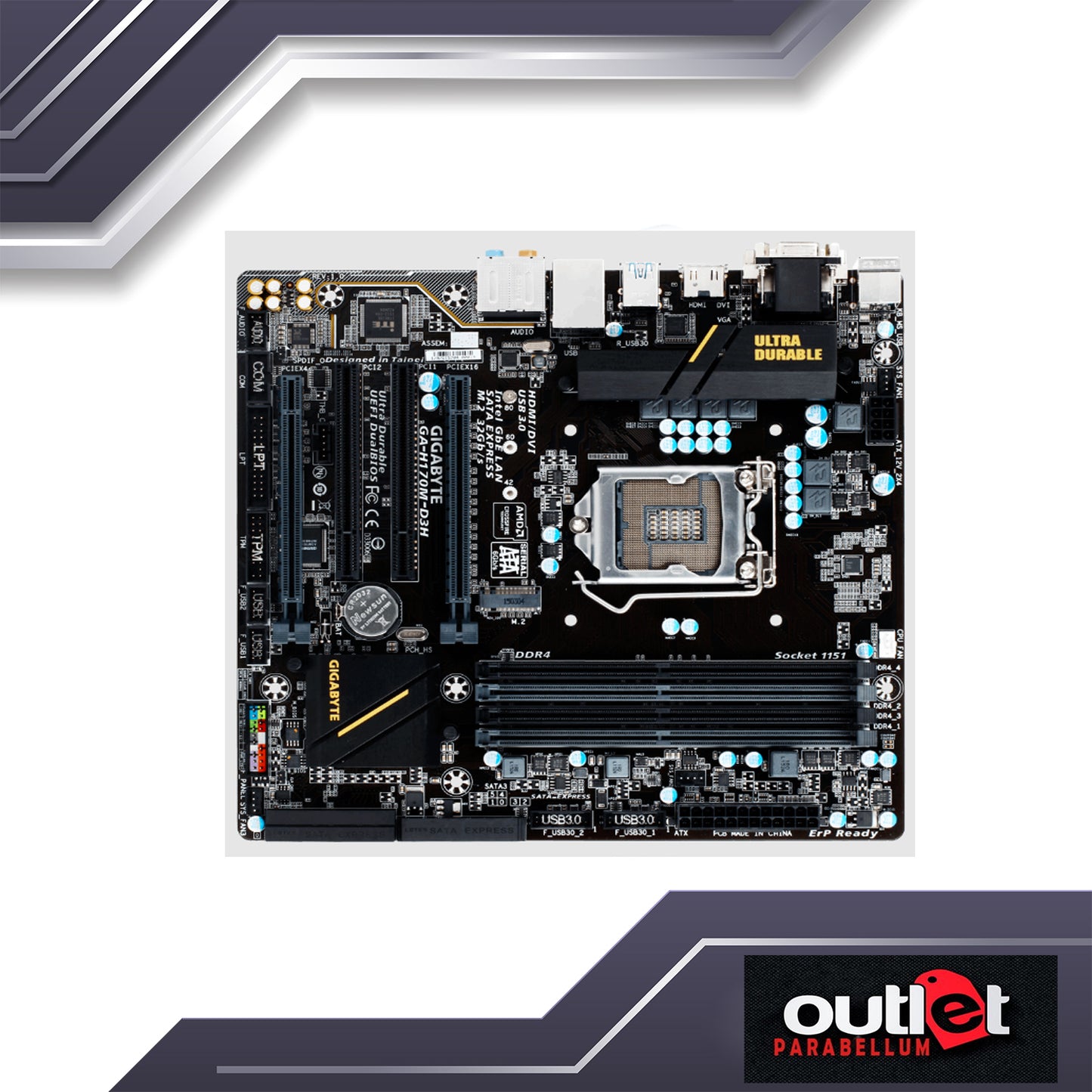 Refurbish GIGABYTE GA-H170M-D3H GIGABYTE H170 S1151 DDR4 MATX MB -- No Warranty!!!