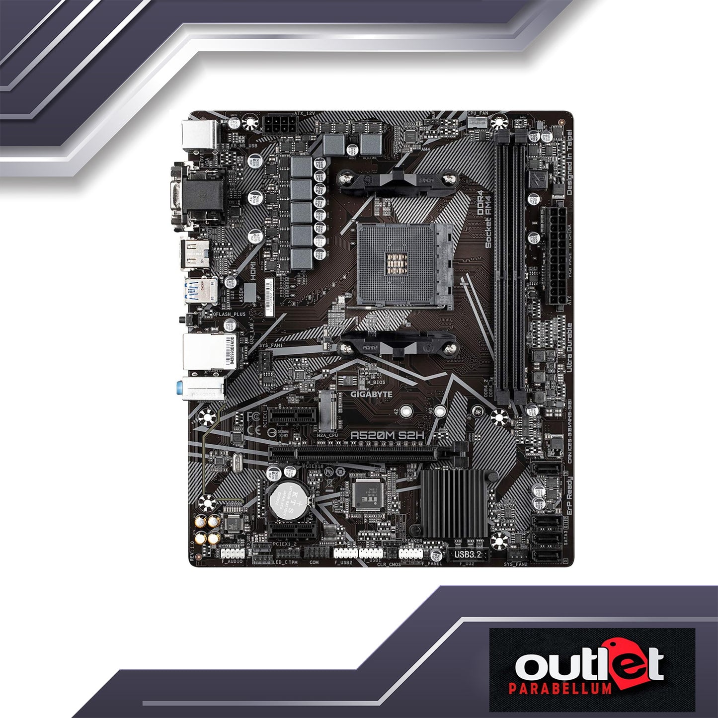 REFURBISHED GIGABYTE GA-A520M-S2H AMD A520 AM4 DDR4 DSUB/DVI/HDMI 2XDIMM MATX MOTHERBOARD