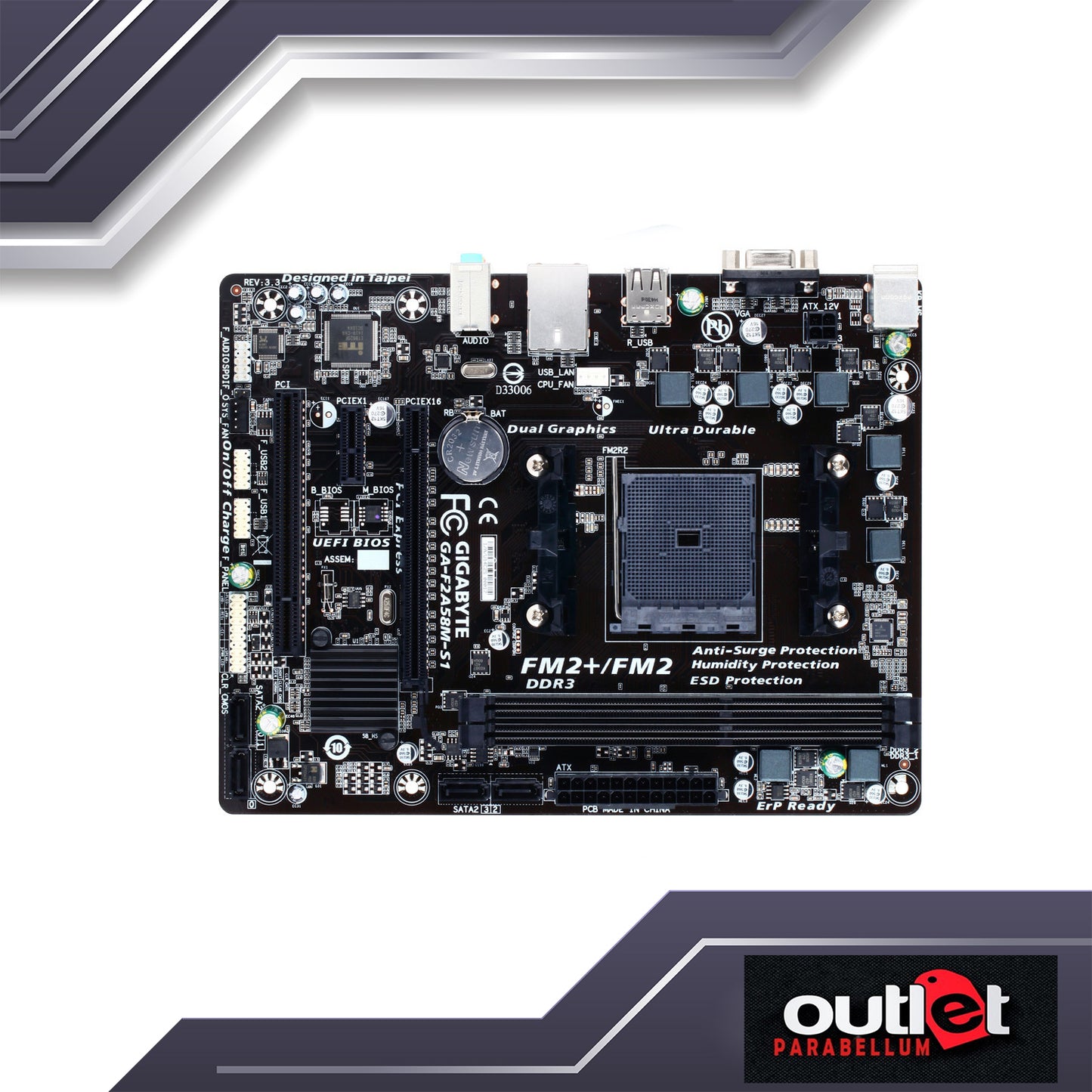 Refurbish GIGABYTE GA-F2A58M-S1 GIGABYTE AMD A58 FM2+ DDR3 MATX MB --- No Warranty!!!