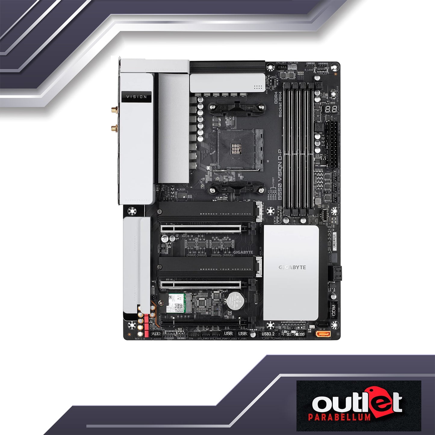 REFURB GA-B550-VISION-D-P GIGABYTE AMD B550 VISION THUNDERBOLT 3,2.5GBE LAN,DTS-X ULTRA Motherboard