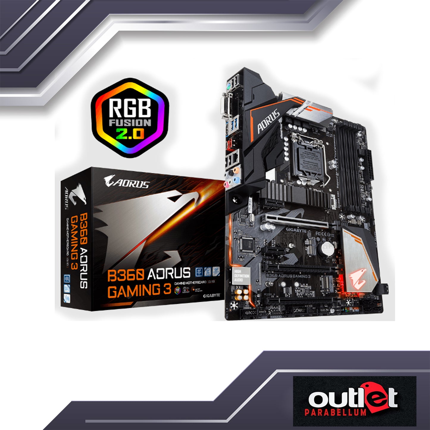 REFURBISHED GA-B360-AORUS-GAMING-3 GIGABYTE INTEL B360 S1151 GAMING MOTHERBOARD