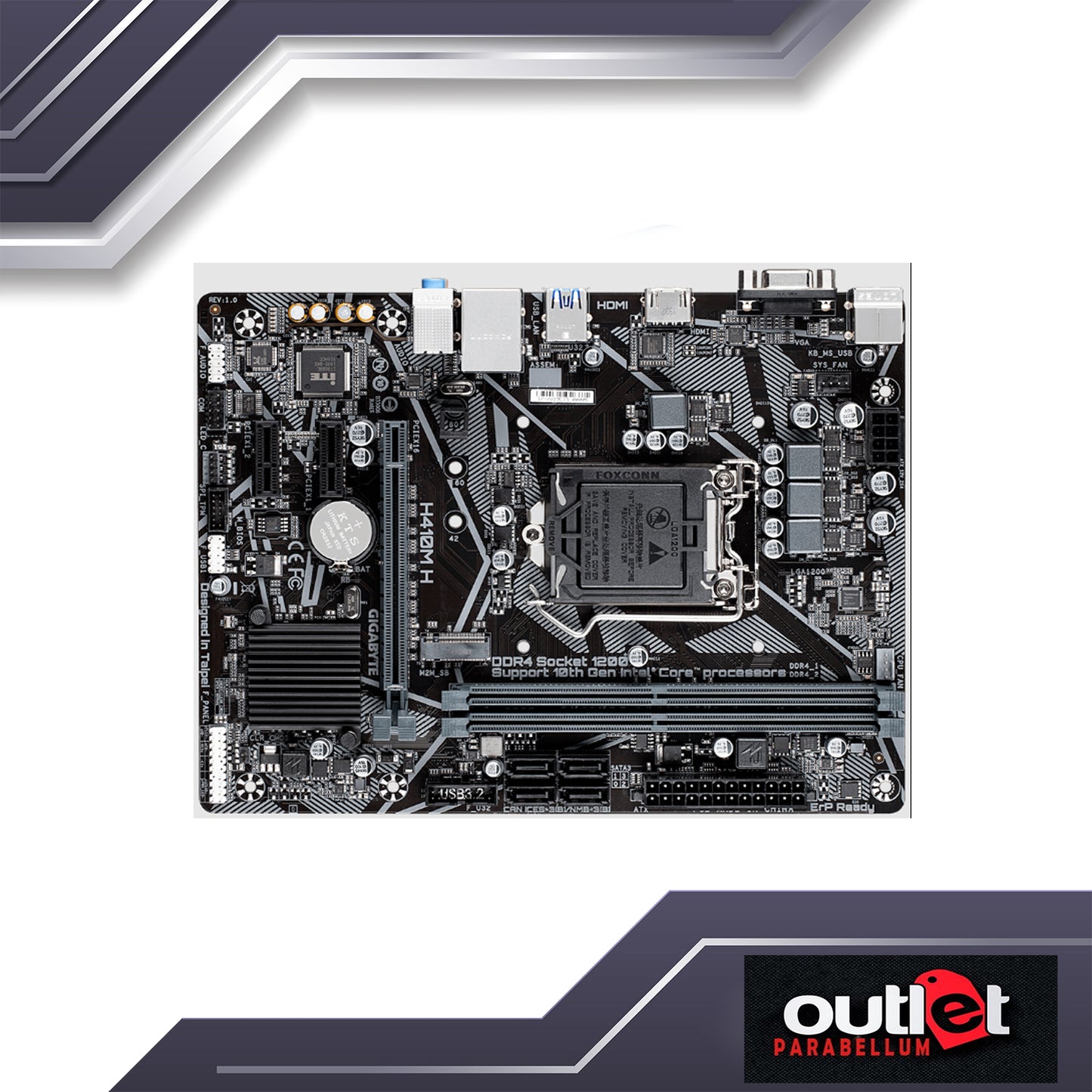 REFURBISHED GIGABYTE GA-H410M-H INTEL H410 LGA1200 DSUB/HDMI MATX MOTHERBOARD