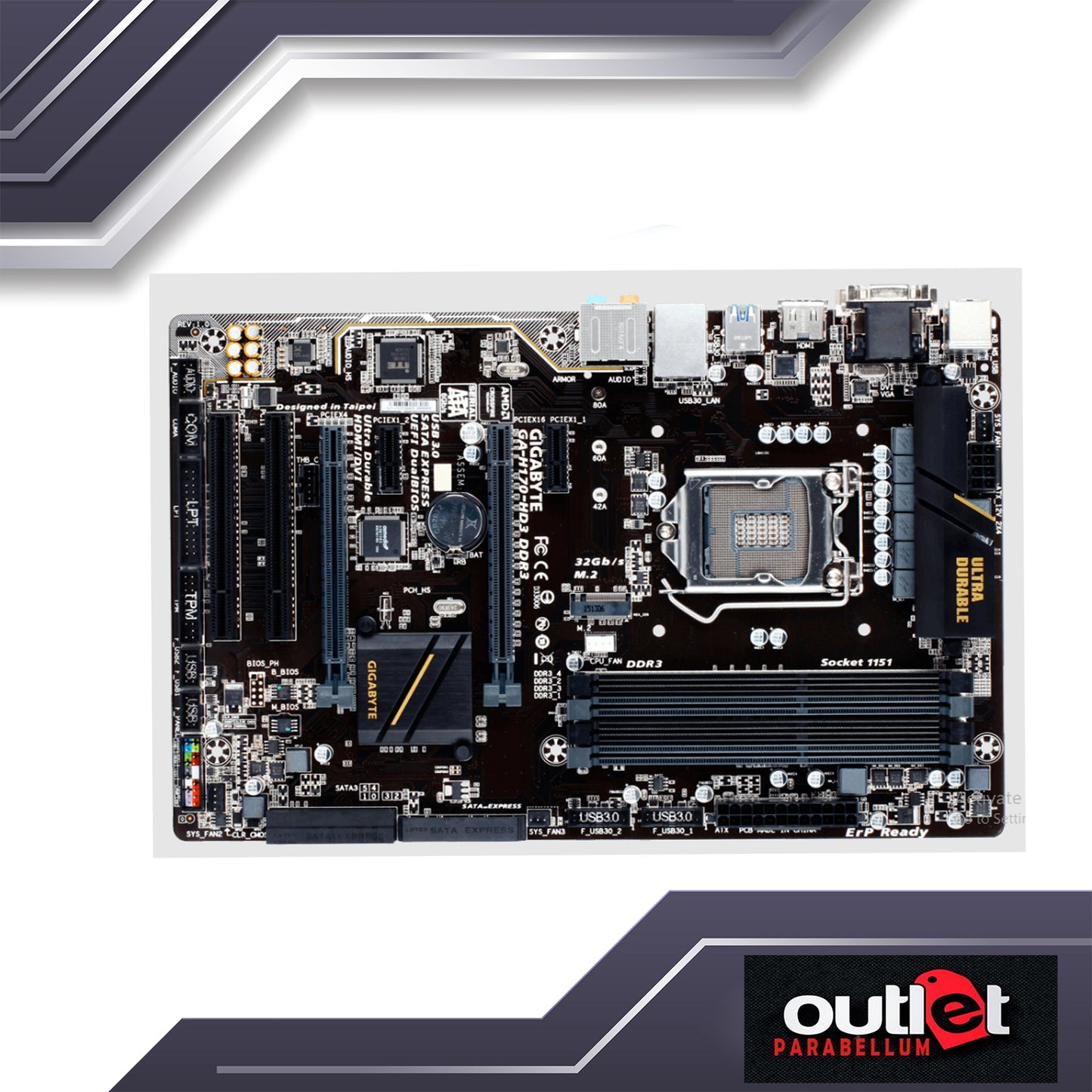 Refurbished GIGABYTE GA-H170-HD3-DDR3 GIGABYTE H170 S1151 DDR3L ATX -- No Warranty!!!
