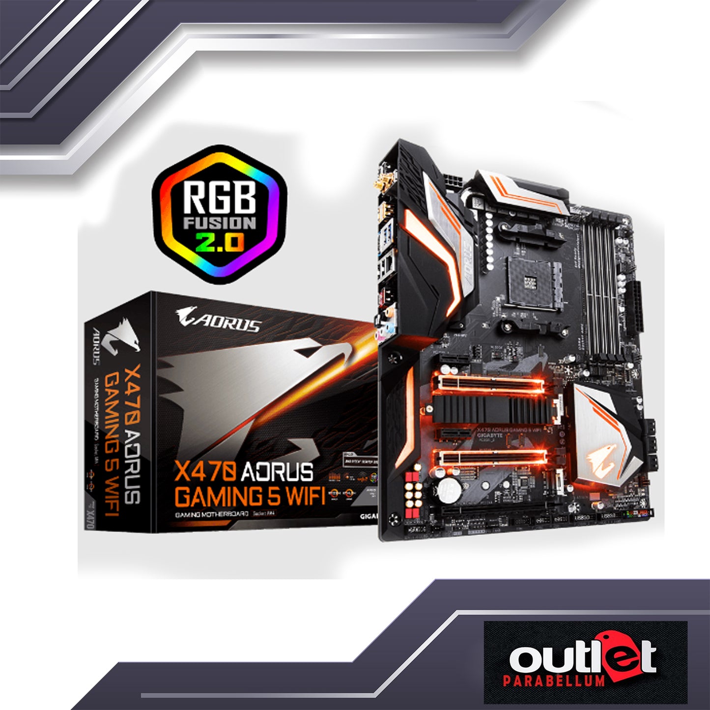 REFURBISHED GA-X470-AORUS-GAMING-5-WIFI GIGABYTE AMD X470 AM4 DDR4 ATX GAMING MOTHERBOARD W/ WIFI