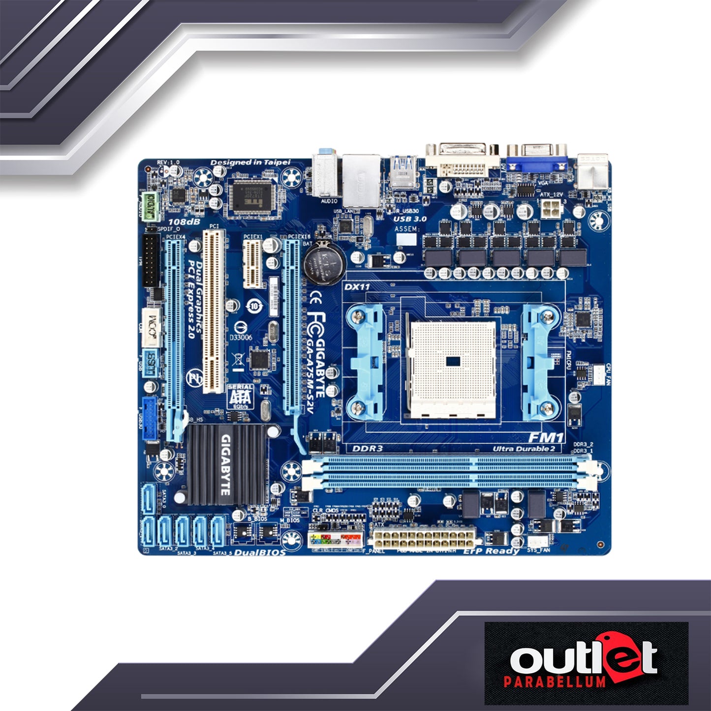 REFURBISHED GIGABYTE GA-A75M-S2V AMD A75 FM1 DDR3, USB3 SATA 3.0