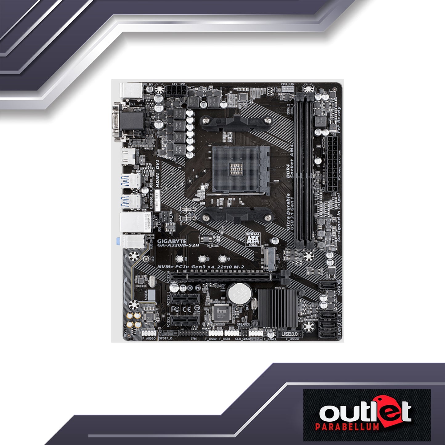 REFURBISHED GA-A320M-S2H GIGABYTE AMD A320 AM4 DDR4 M.2 HDMI/DVI/VGA MATX MOTHERBOARD - NO WARRANTY