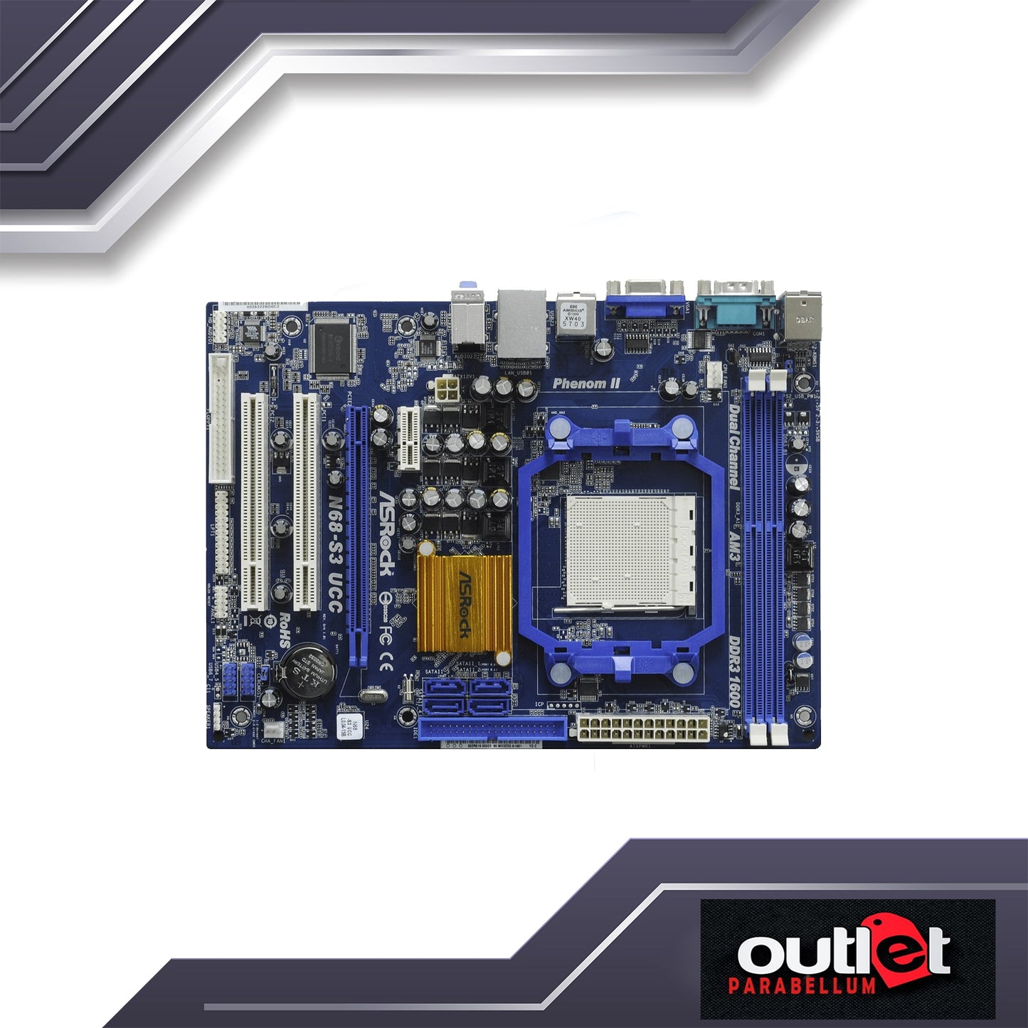 Refurbished ASROCK AR-N68-VS3-UCC ASROCK AM2/AM3+, NF7025 DDR3 AVL Supports AM3 Socket - No Warranty!!!