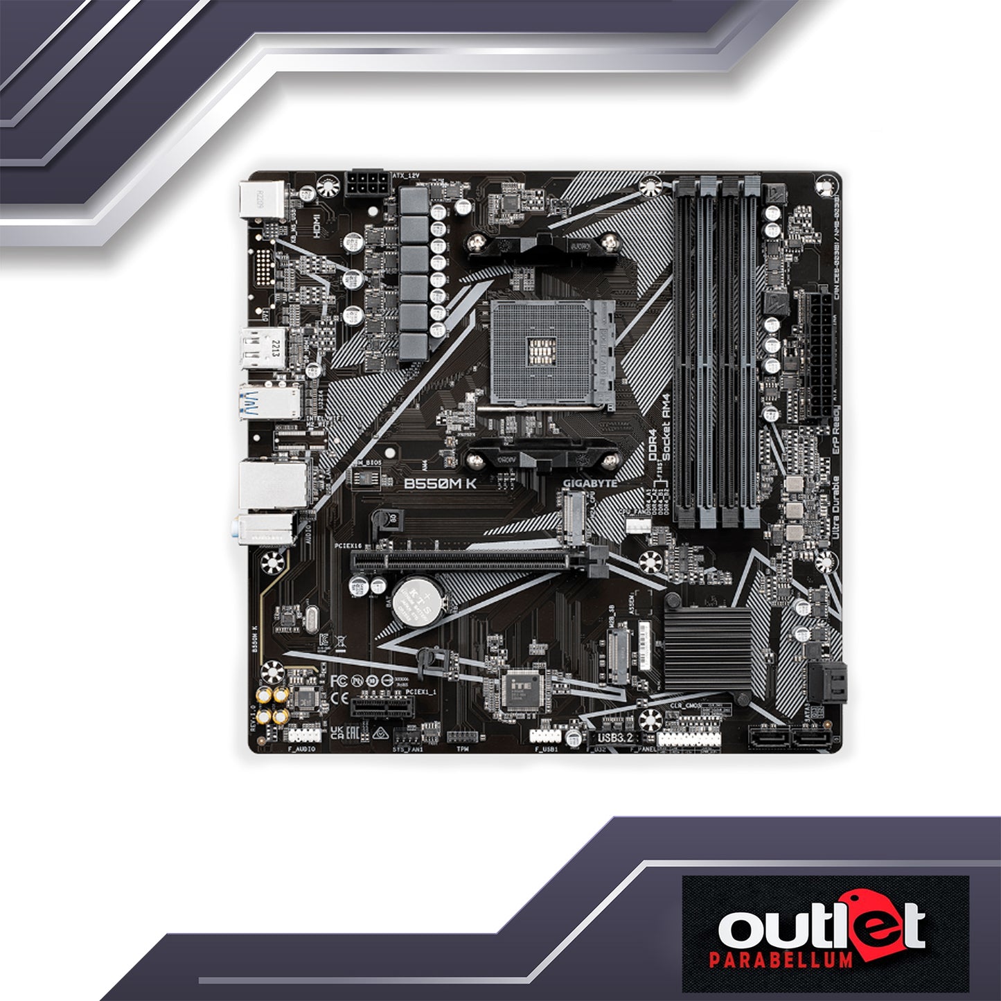 REFURBISHED GIGABYTE GA-B550M-K Dual Channel ECC/ Non-ECC Unbuffered DDR4, 4 DIMMs Ultra Durable™ PCIe 4.0 Ready x16 Slot - Motherboard (NO WARRANTY)