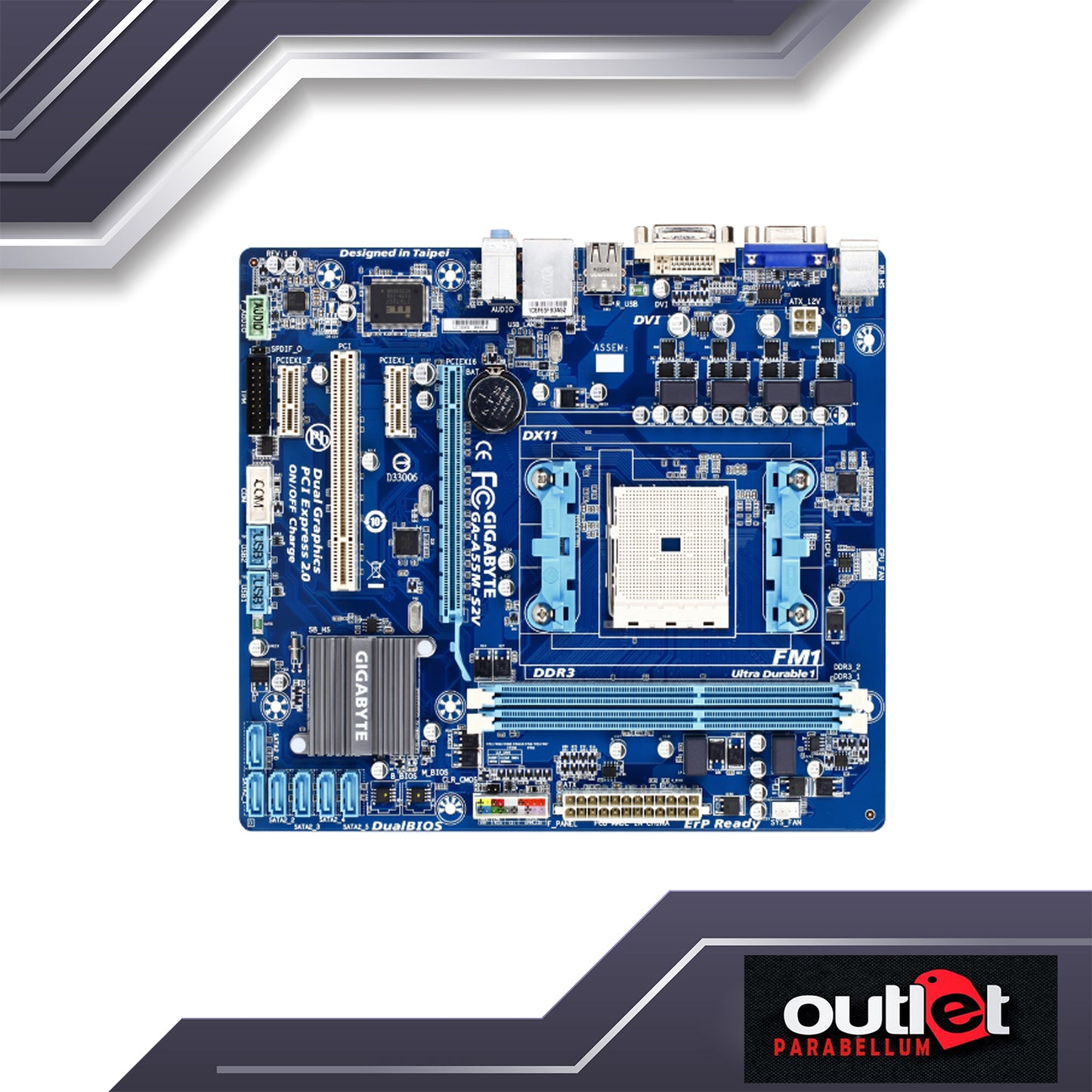 Refurbish GIGABYTE GA-A55M-S2V AMD A55 FM1 DDR3 MATX MB -- No Warranty