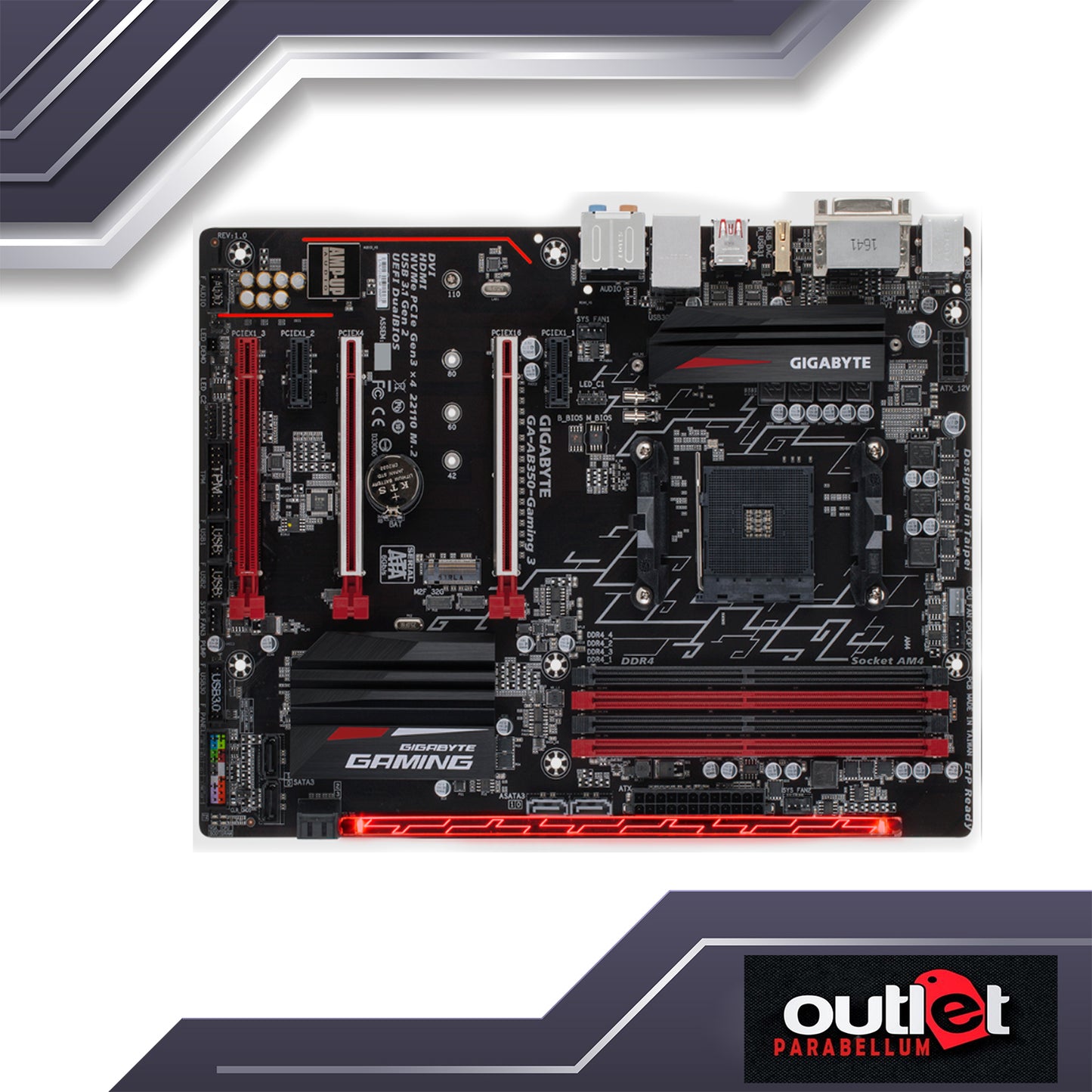 REFURBISHED GIGABYTE GA-AB350-GAMING-3 Dual Channel Non-ECC Unbuffered DDR4, 4 DIMMs Fast 2 USB 3.1 Gen 2 with USB Type-A - MOTHERBOARD