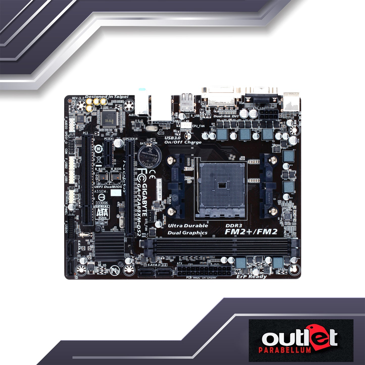 Refurbished Gigabyte GA-F2A88XM-DS2 (rev. 3.0/3.1) AMD A88X Chipset - Motherboard (NO WARRANTY)