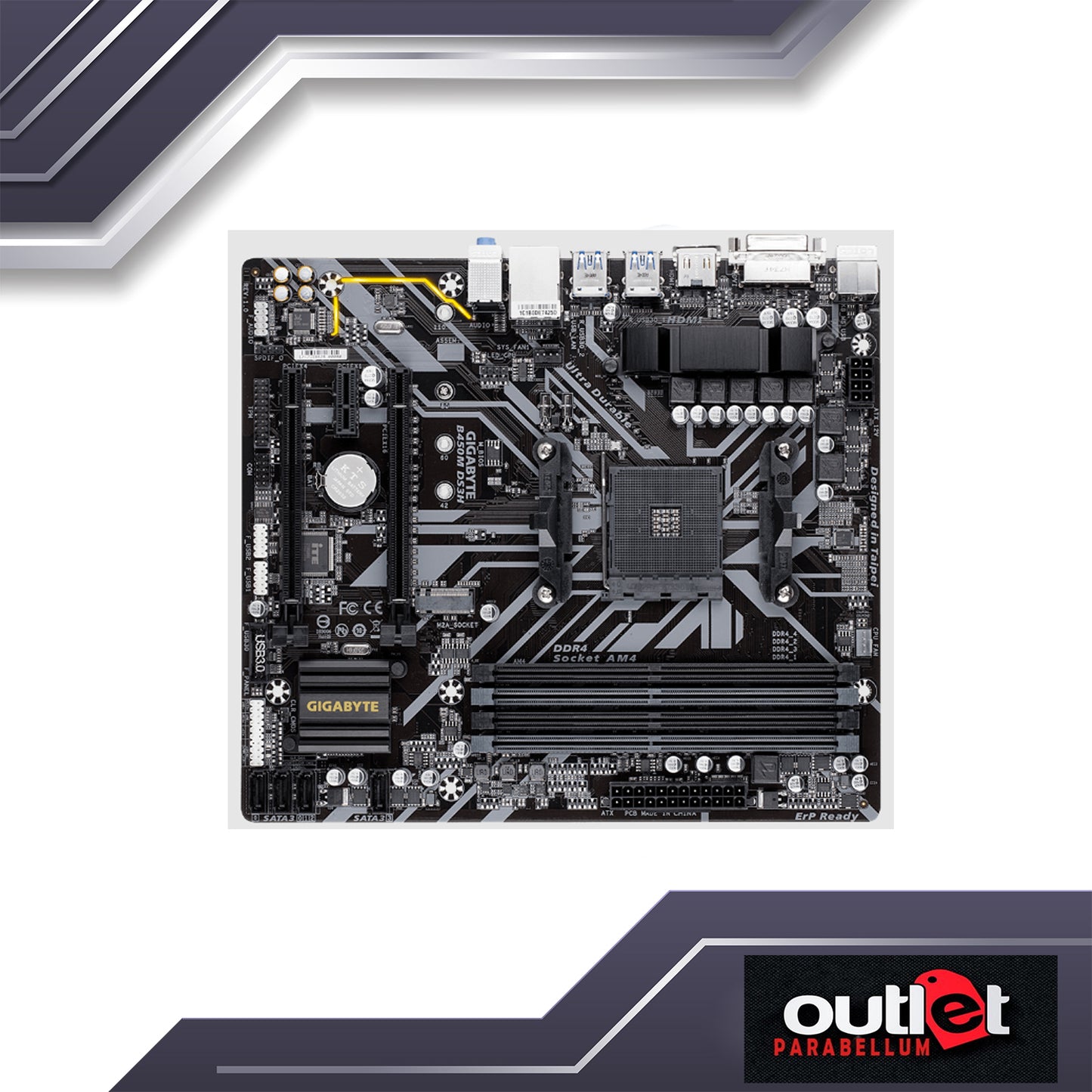 REFURBISHED GA-B450M-DS3H GIGABYTE AMD B450 AM4 4 X DDR4 DIMM MATX MOTHERBOARD