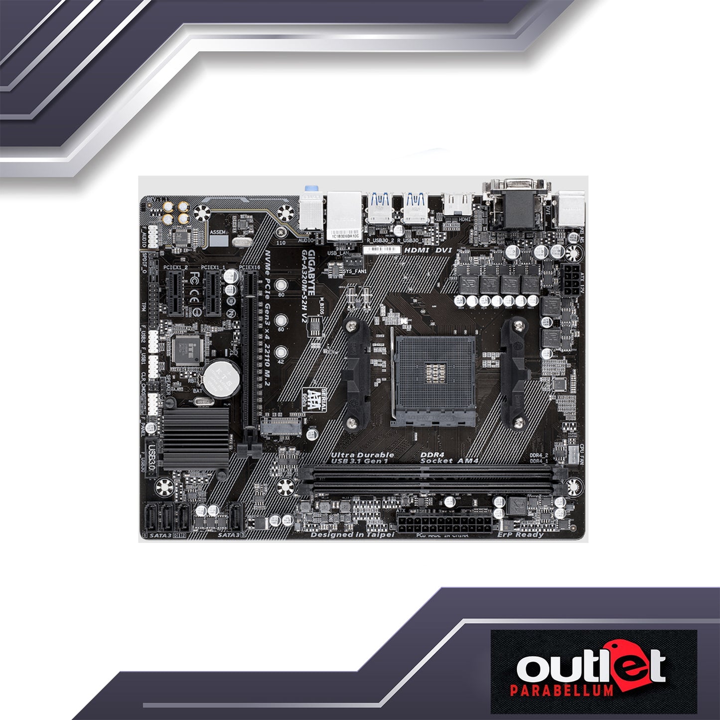 REFURBISHED GIGABYTE GA-A320M-S2H-V2 AMD B350 AM4 DDR4 M.2 HDMI/DVI/VGA MATX MOTHERBOARD